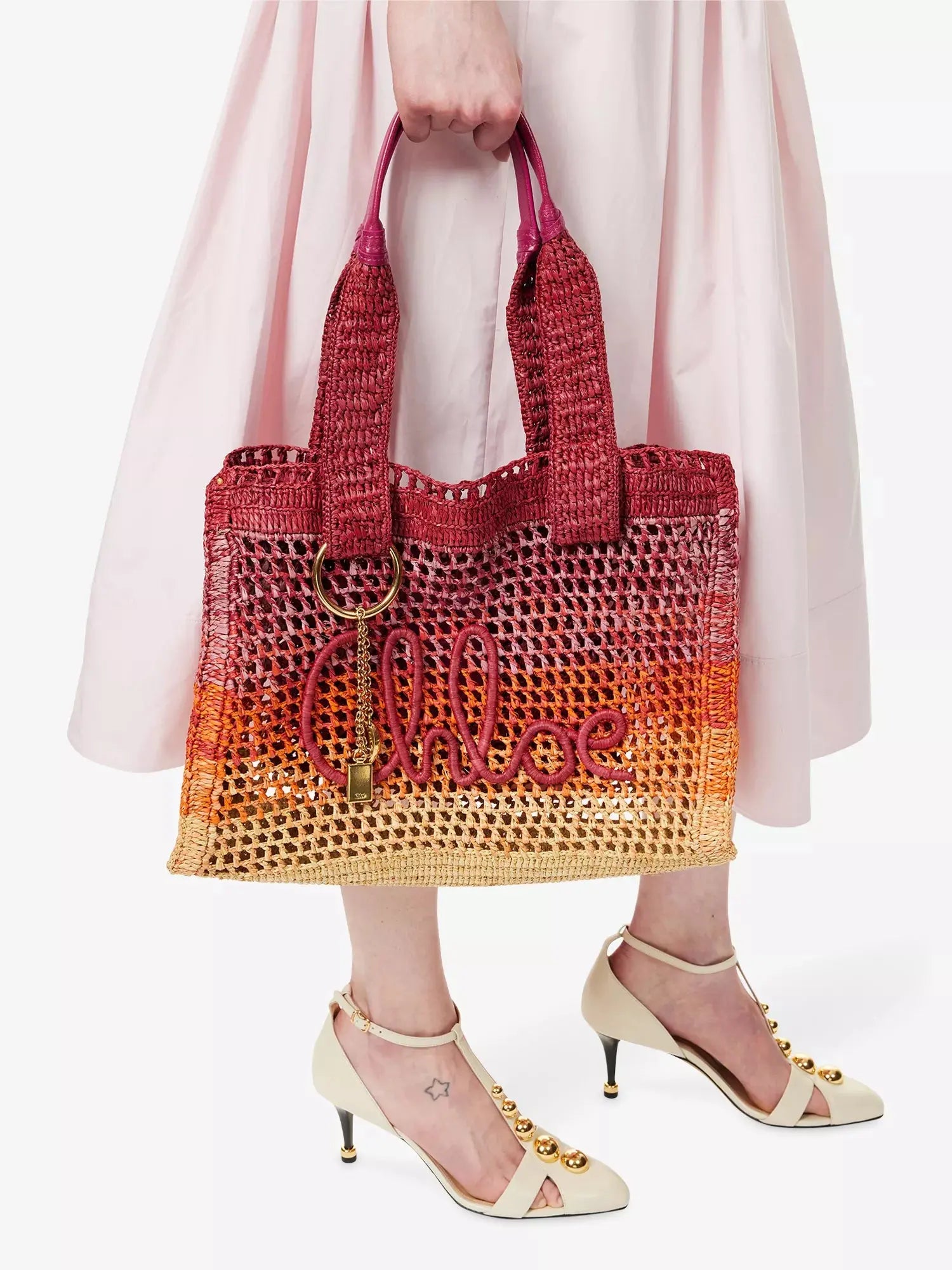 Chloe Women's Summer Banana East-West Raffia Tote Bag Chloe