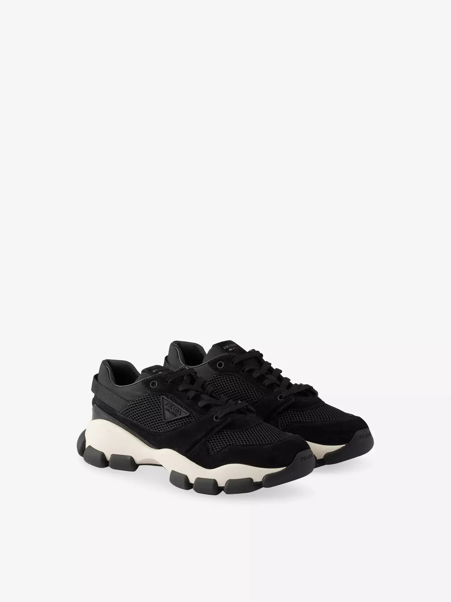 Prada Women's Panelled Mesh and Suede Trainers Prada