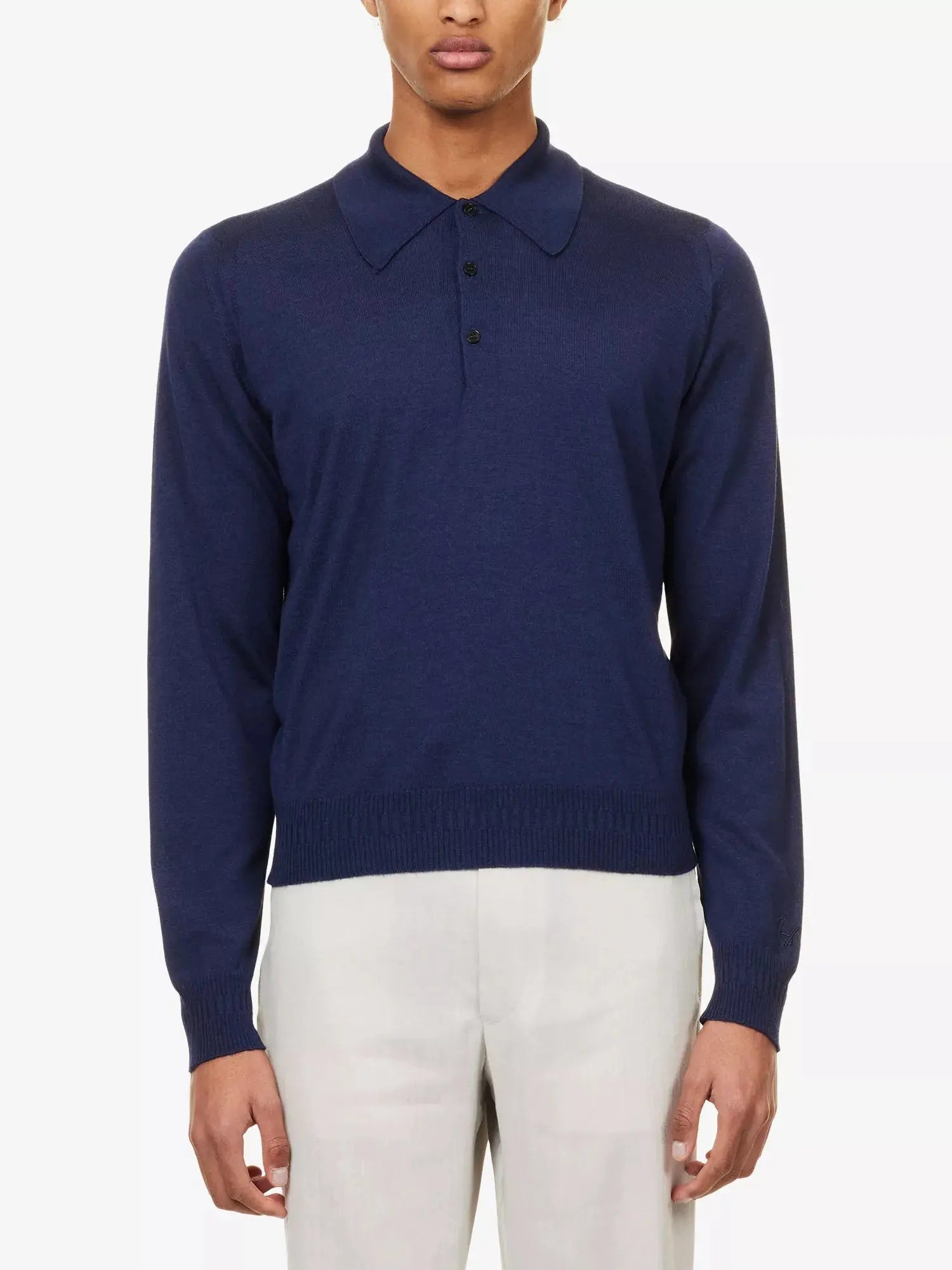 John Smedley x Bill Nighy Men's Cashmere and Silk-Blend Polo T-Shirt John Smedley