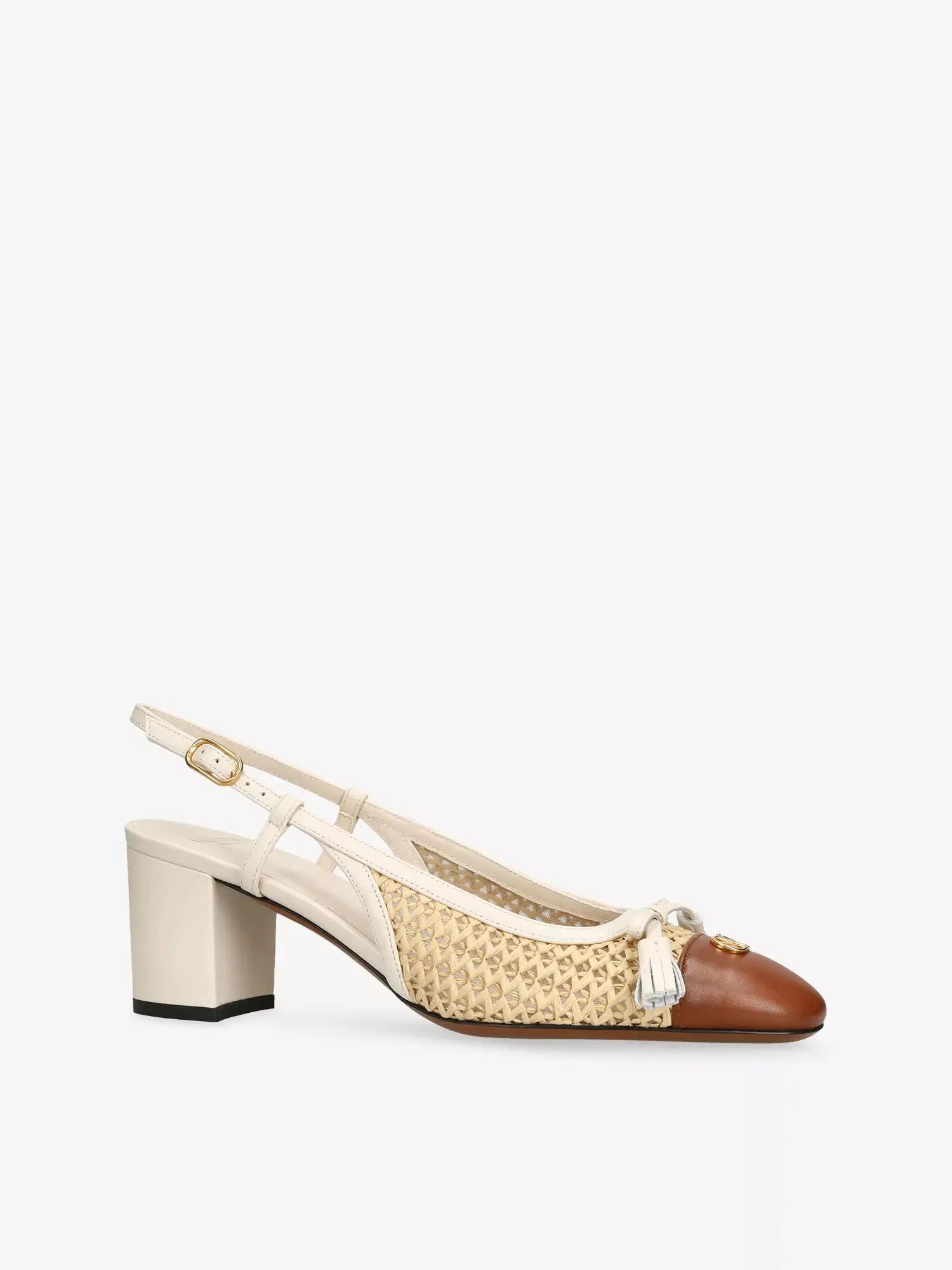 Valentino Garavani Women's Valet Du Roi 60 Raffia And Leather Slingbacks Valentino Garavani