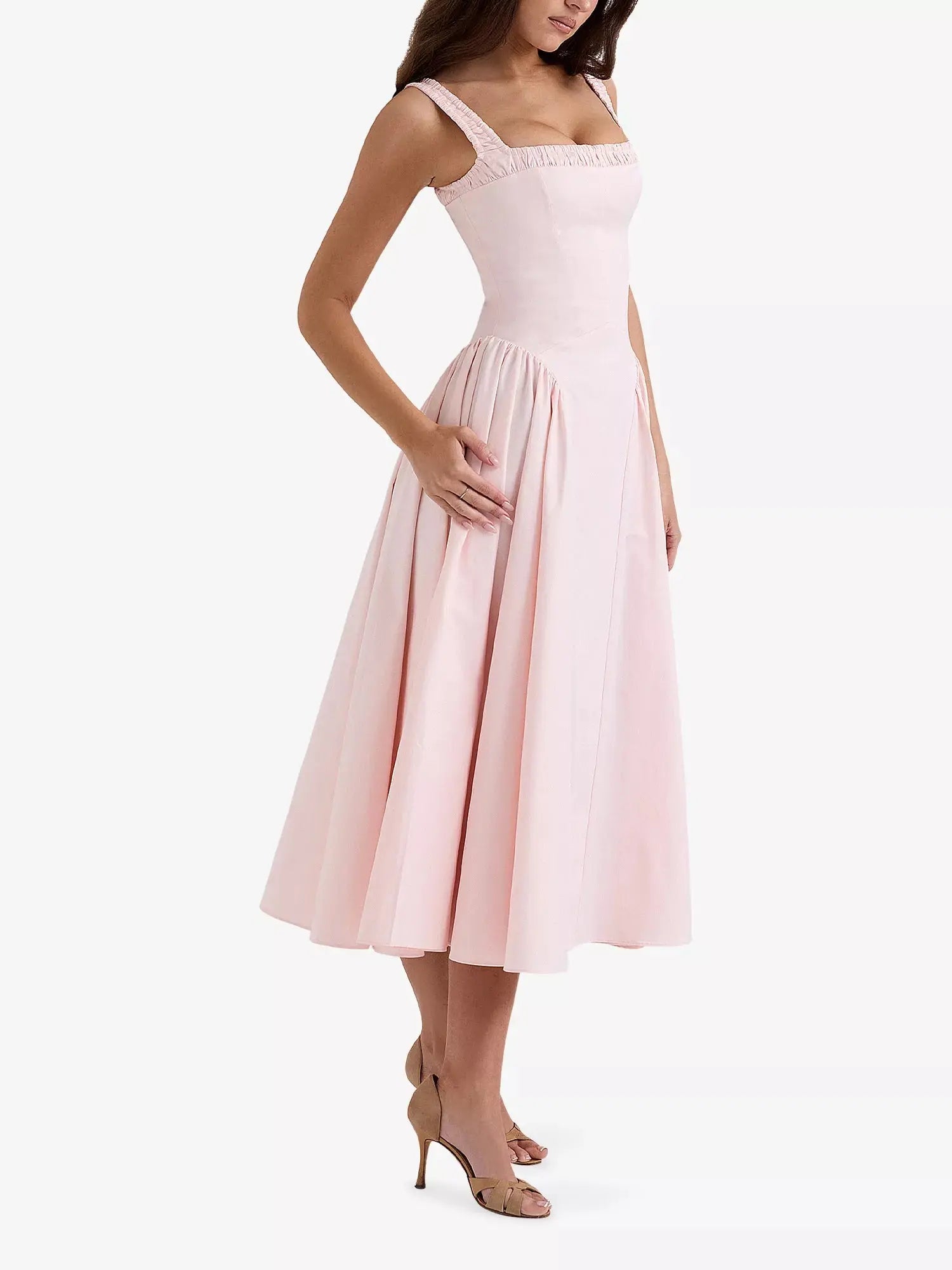 House of CB Women's Dorothy Gathered Stretch-Cotton Midi Dress House of CB