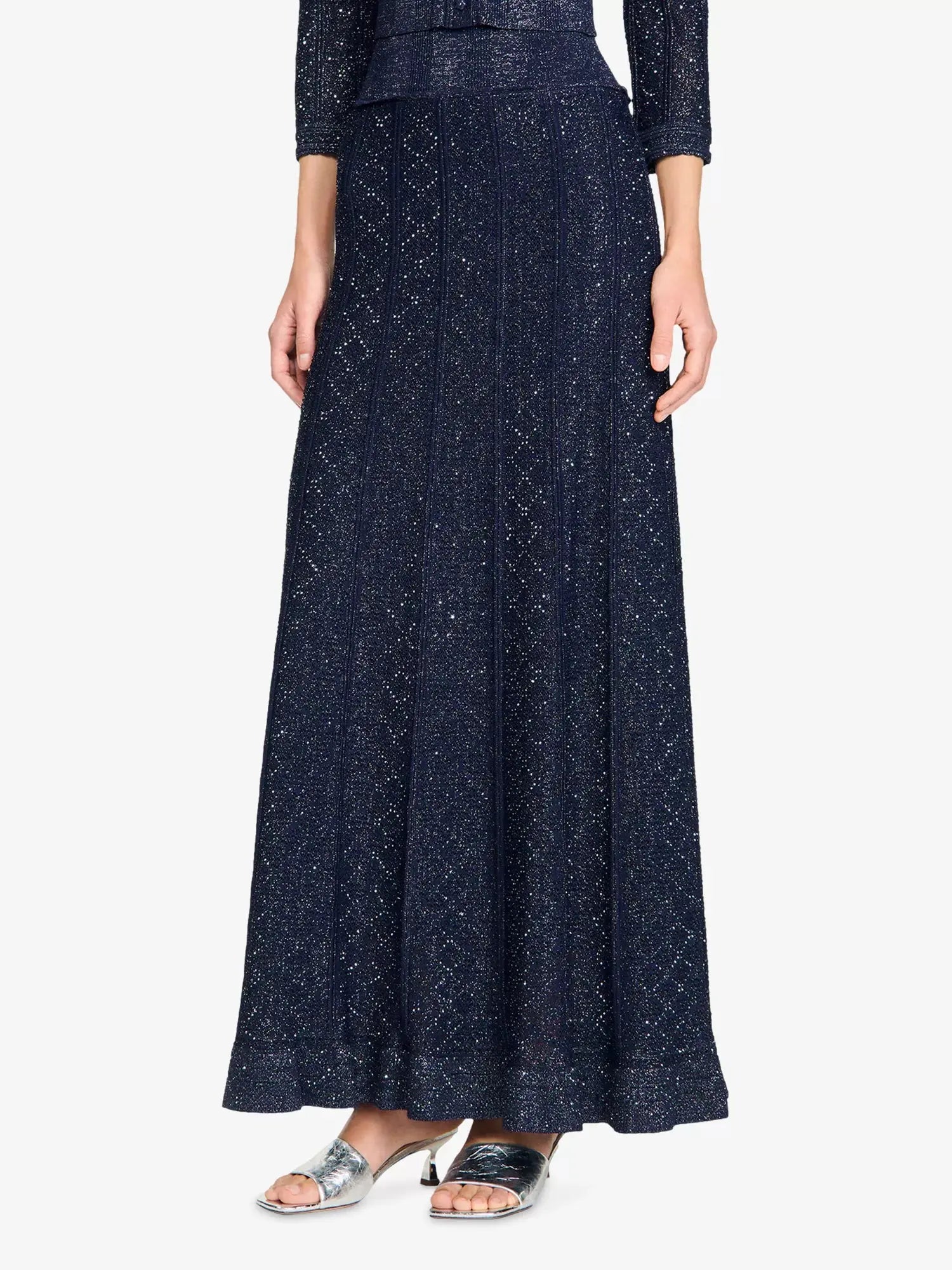 Sandro Women's Flared Rhinestone-Knit Maxi Skirt Sandro