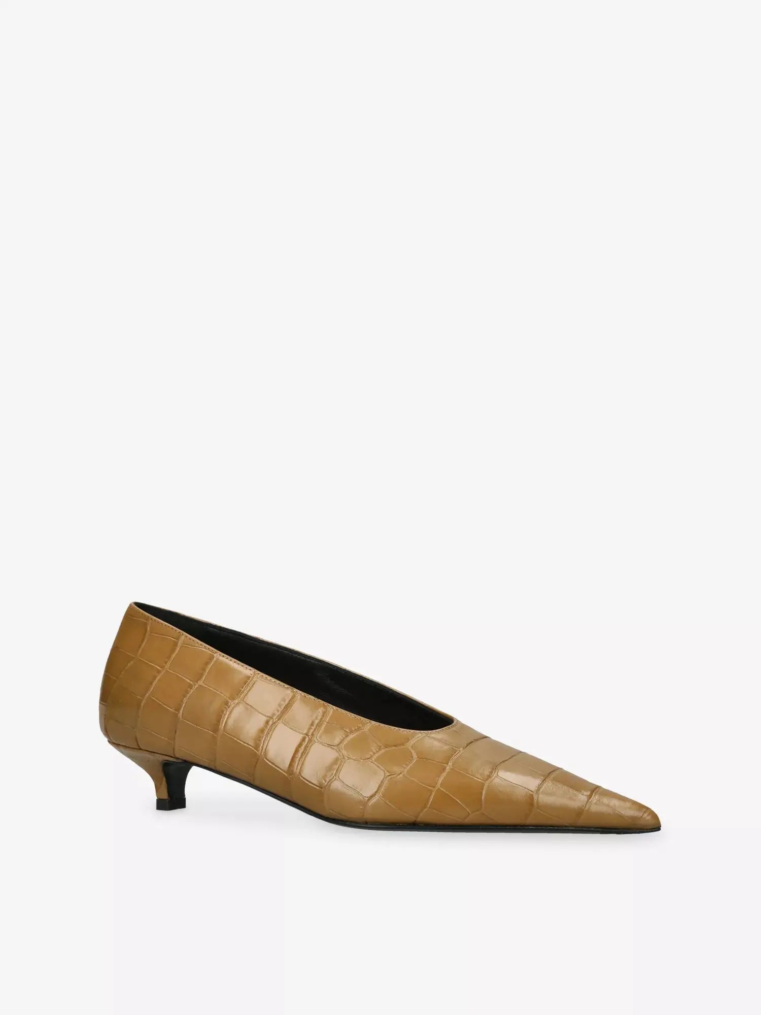 Toteme Women's Sharp Croco-Embossed Kitten Leather Pumps Toteme