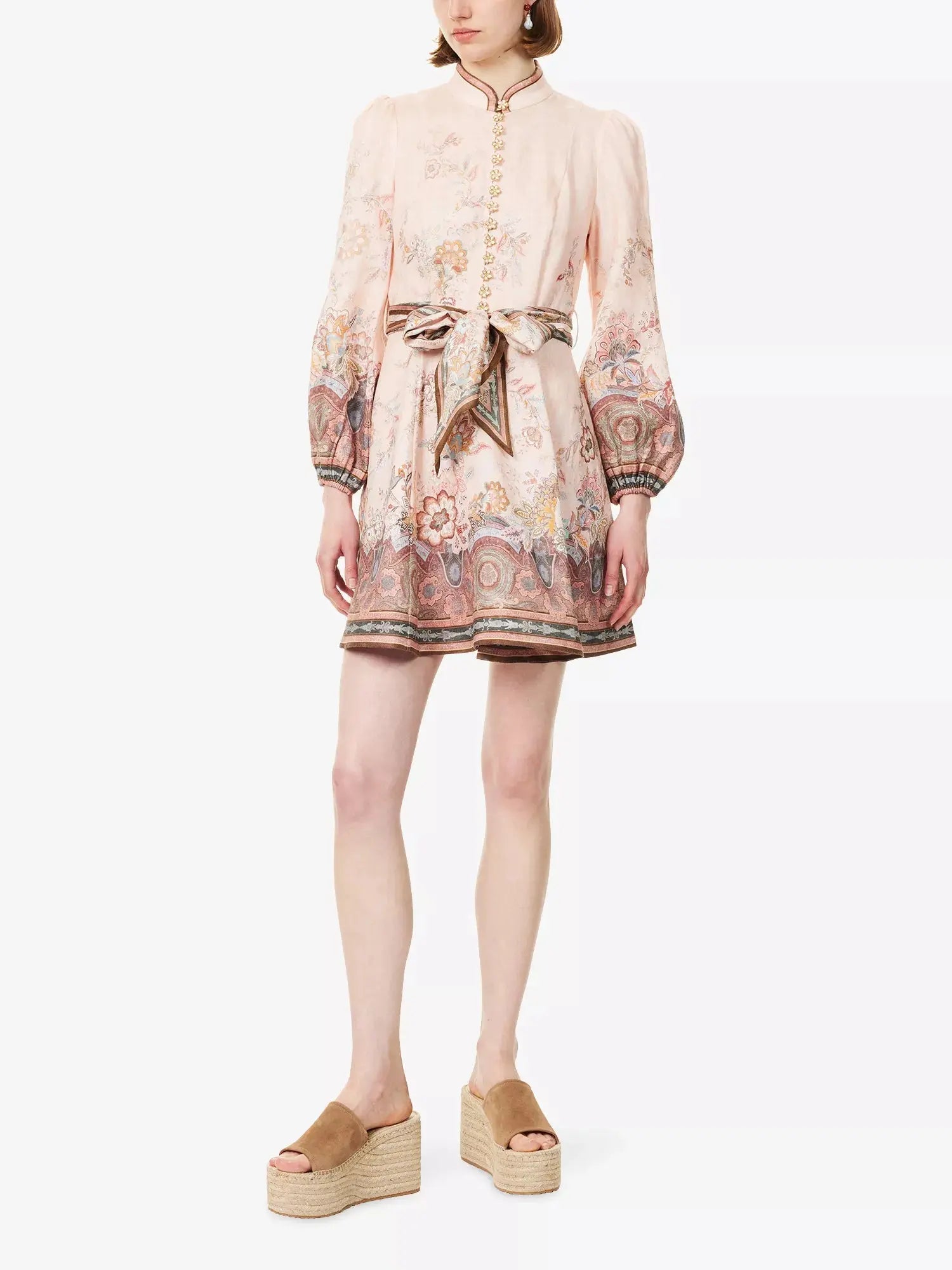 Zimmermann Women's Alchemy Belted Floral-Print Linen Mini Dress Zimmermann
