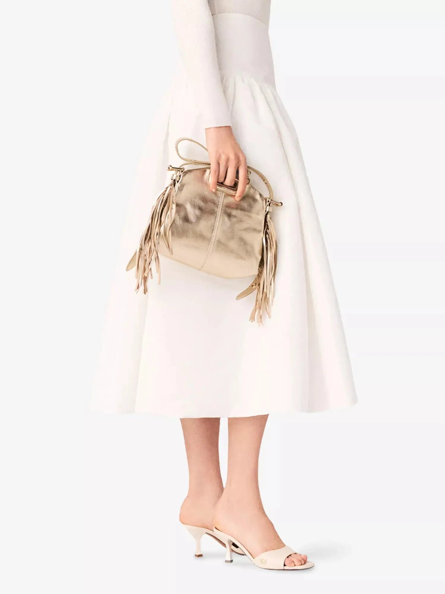 Maje Women's Flared High-Rise Taffeta Midi Skirt Maje