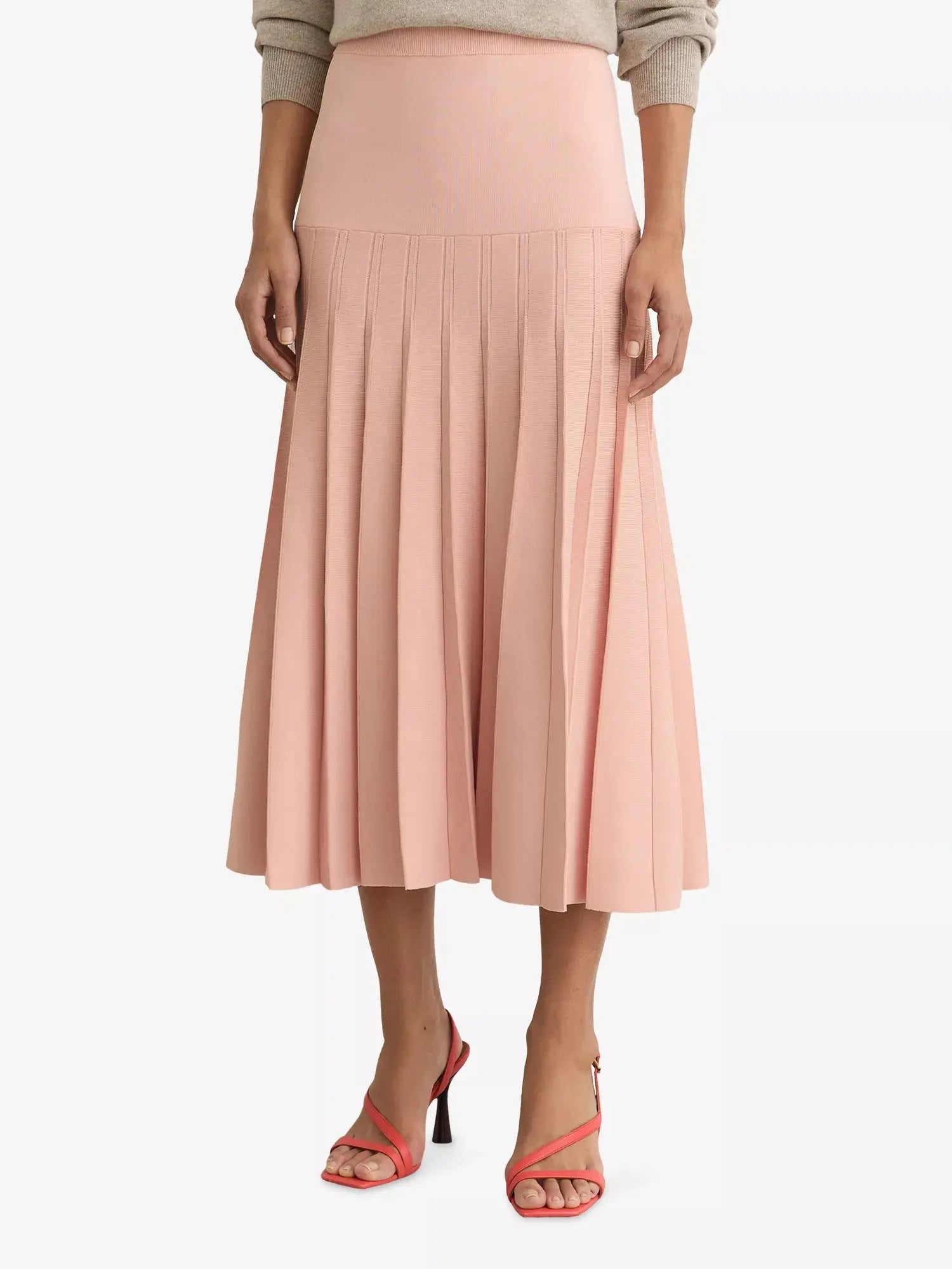 Reiss Women's Alice Pleated Stretch-Knit Midi Skirt Reiss