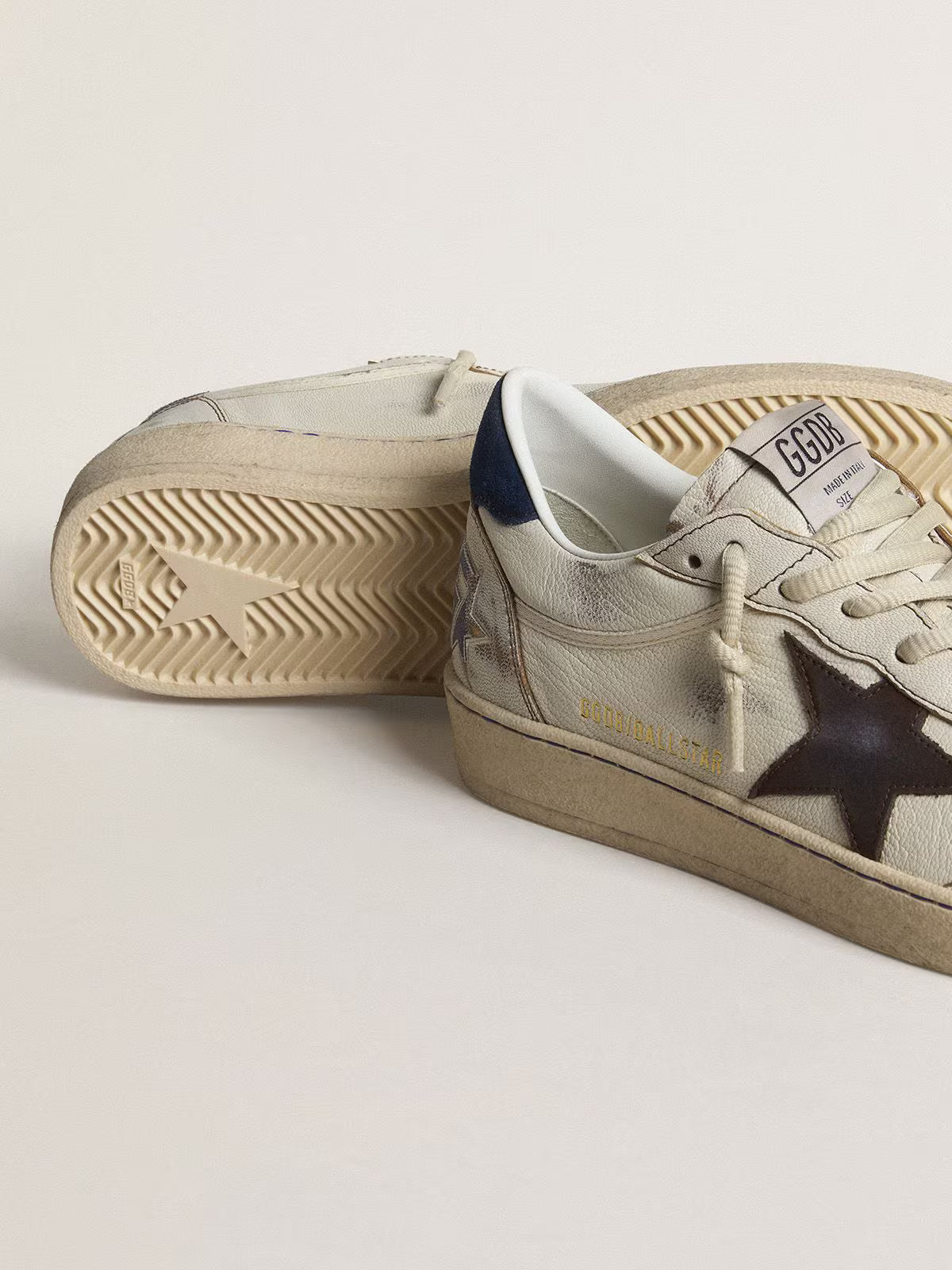 Golden Goose Men's Ball Star with black star and blue suede heel tab Golden Goose