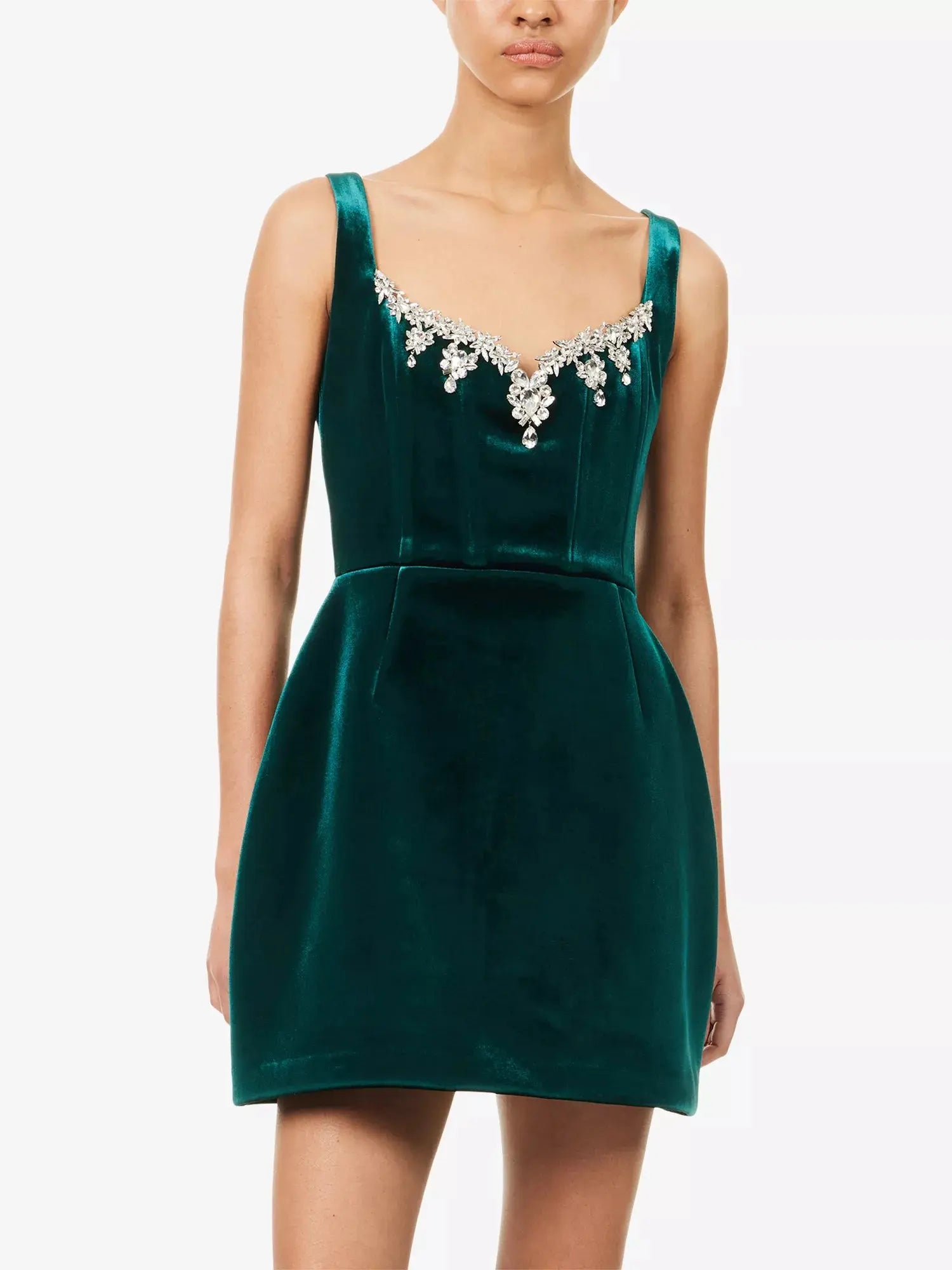 Nadine Merabi Women's Blair Jewel-Embellished Velvet Mini Dress Nadine Merabi