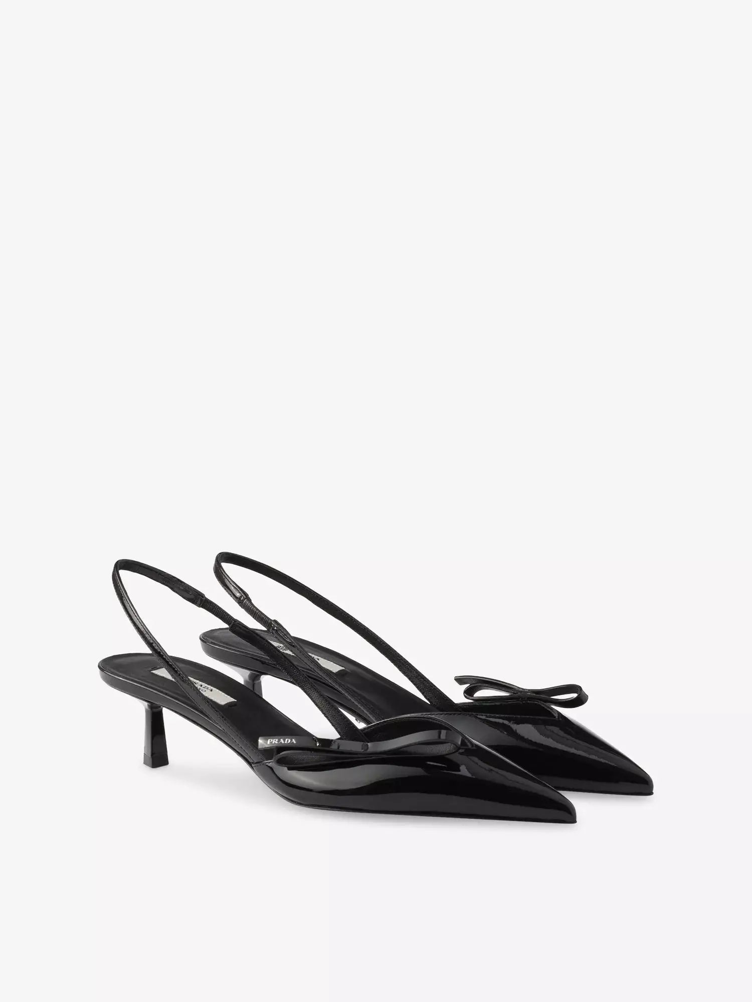 Prada Women's Bow-Embroidered Patent-Leather Slingback Pumps Prada