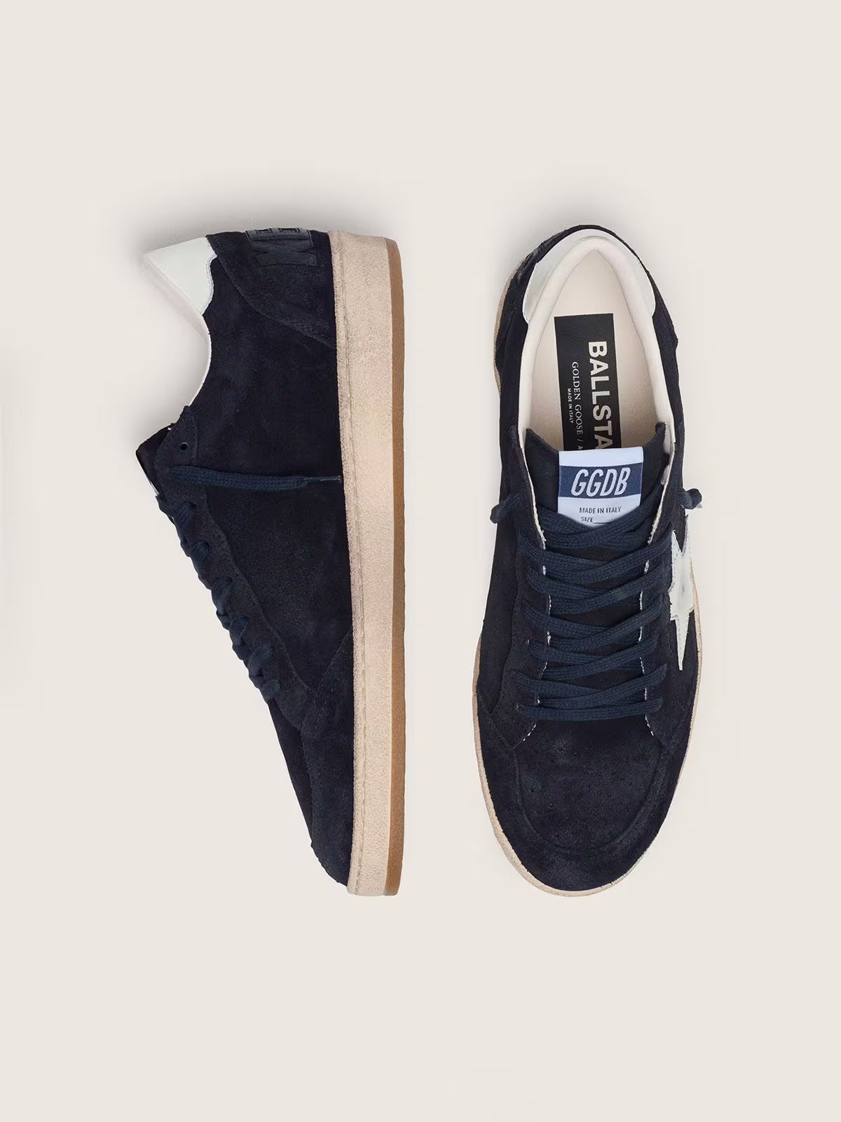 Golden Goose Men’s Ball Star in dark blue suede with white leather star Golden Goose