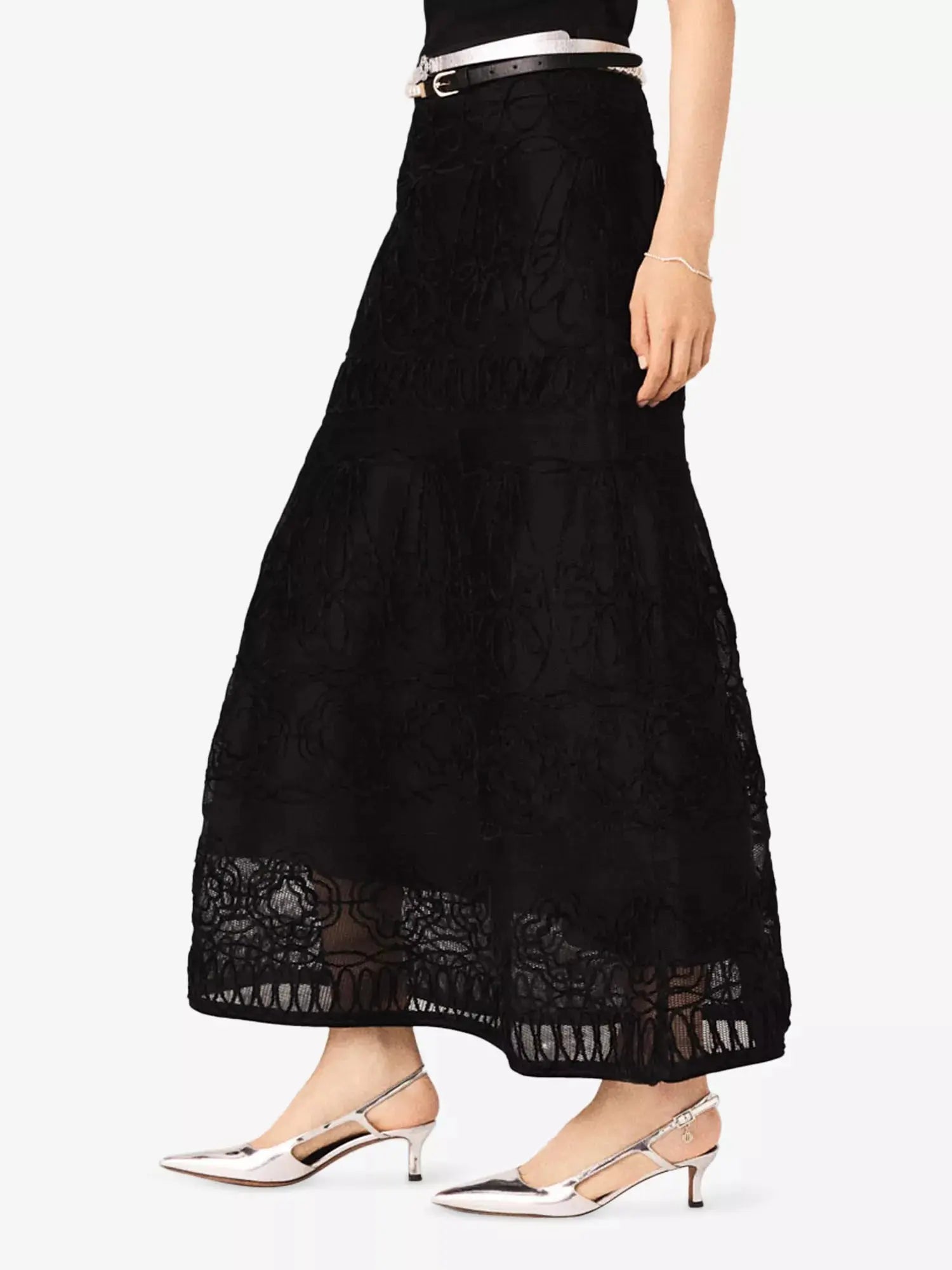 Maje Women's Floral-Embroidered Woven Maxi Skirt Maje