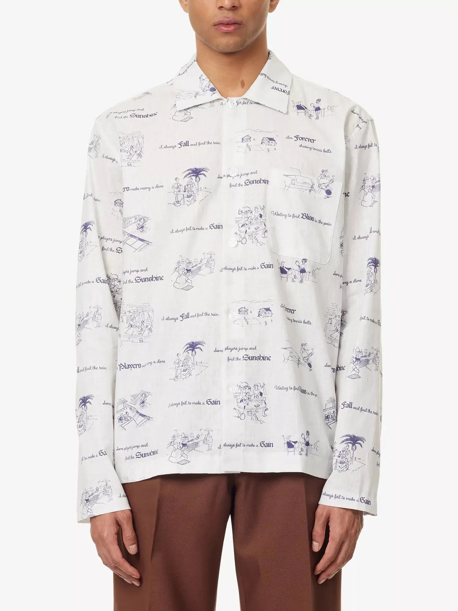 Palmes Men's Sunshine Printed Cotton And Linen Shirt Palmes