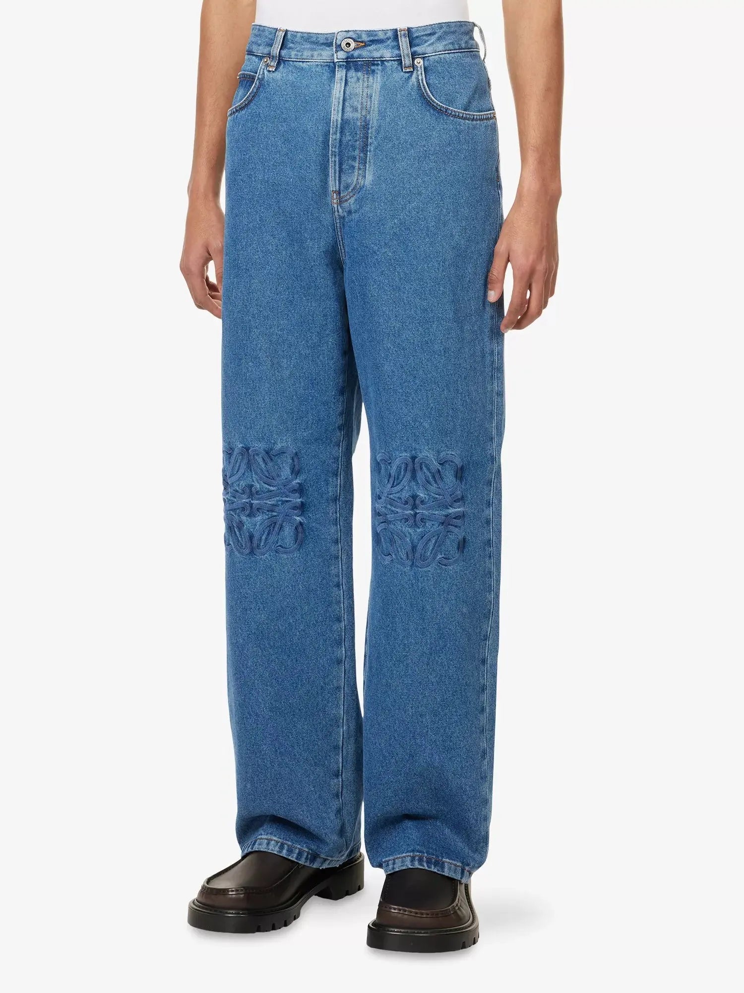 Loewe Men's Logo-Anagram Baggy Denim Jeans Loewe