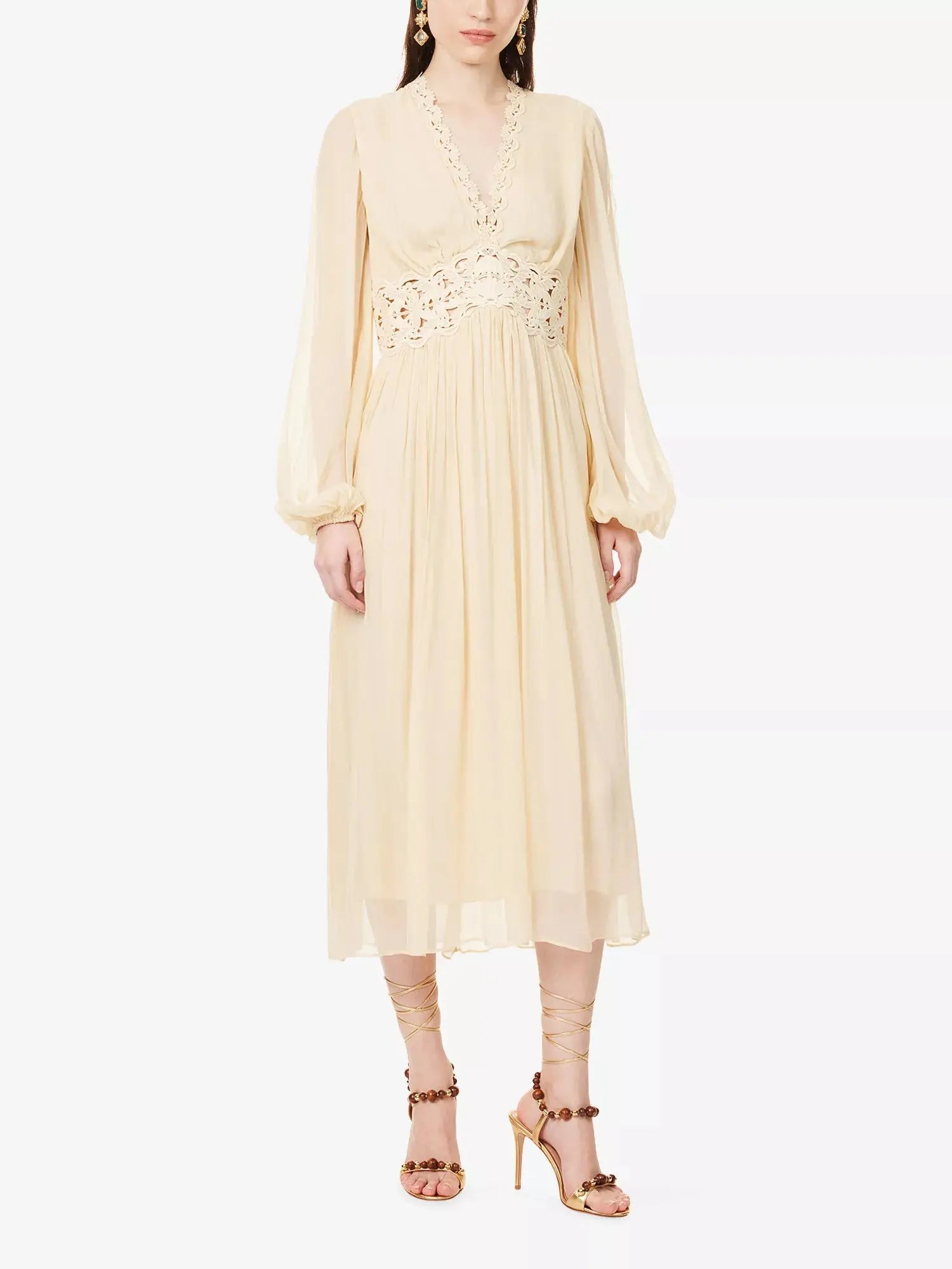 Zimmermann Women's Luna Embroidered Woven Midi Dress Zimmermann