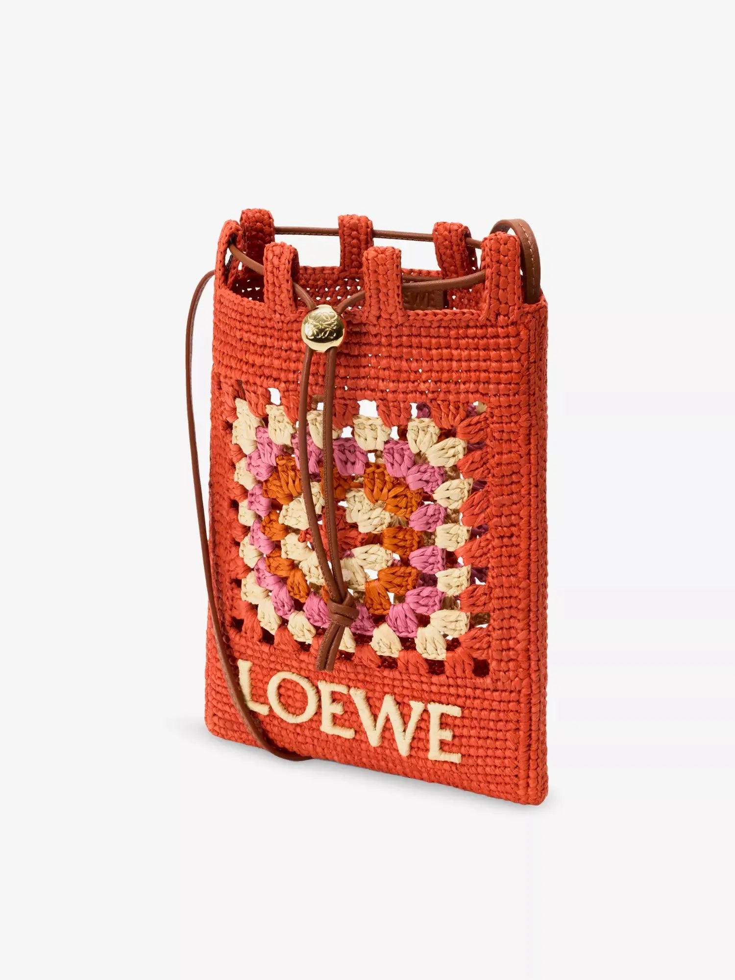 Loewe Women's Loewe x Paula's Ibiza Drawstring-Pocket Crochet Raffia Cross-Body Bag Loewe