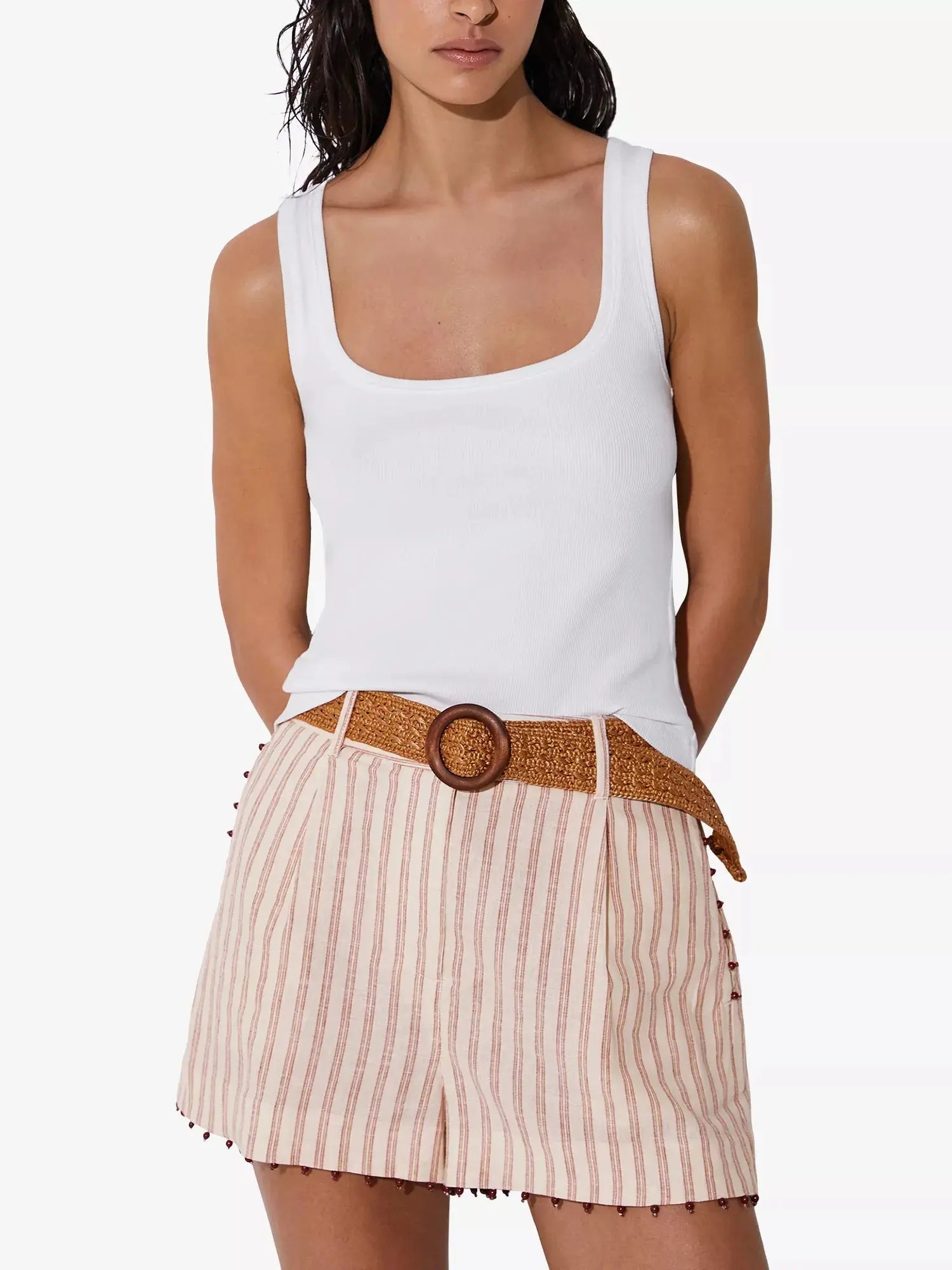 Reiss Women's Chloe Striped Linen Shorts Reiss