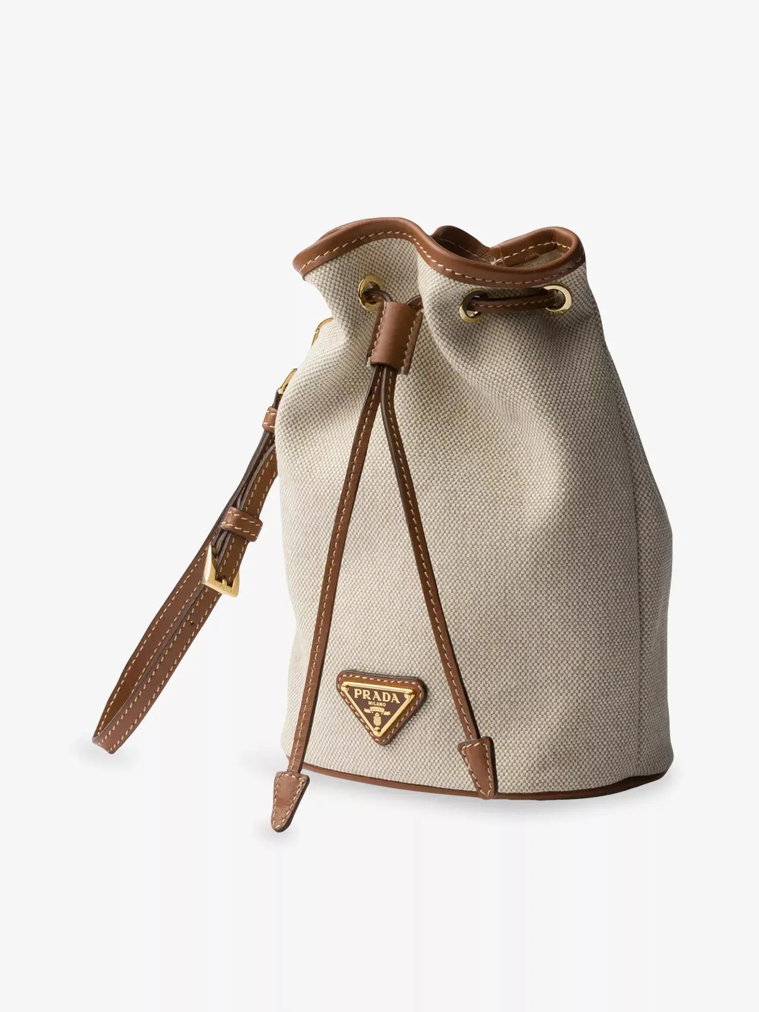 Prada Women's Logo-Plaque Canvas and Leather Pouch Prada