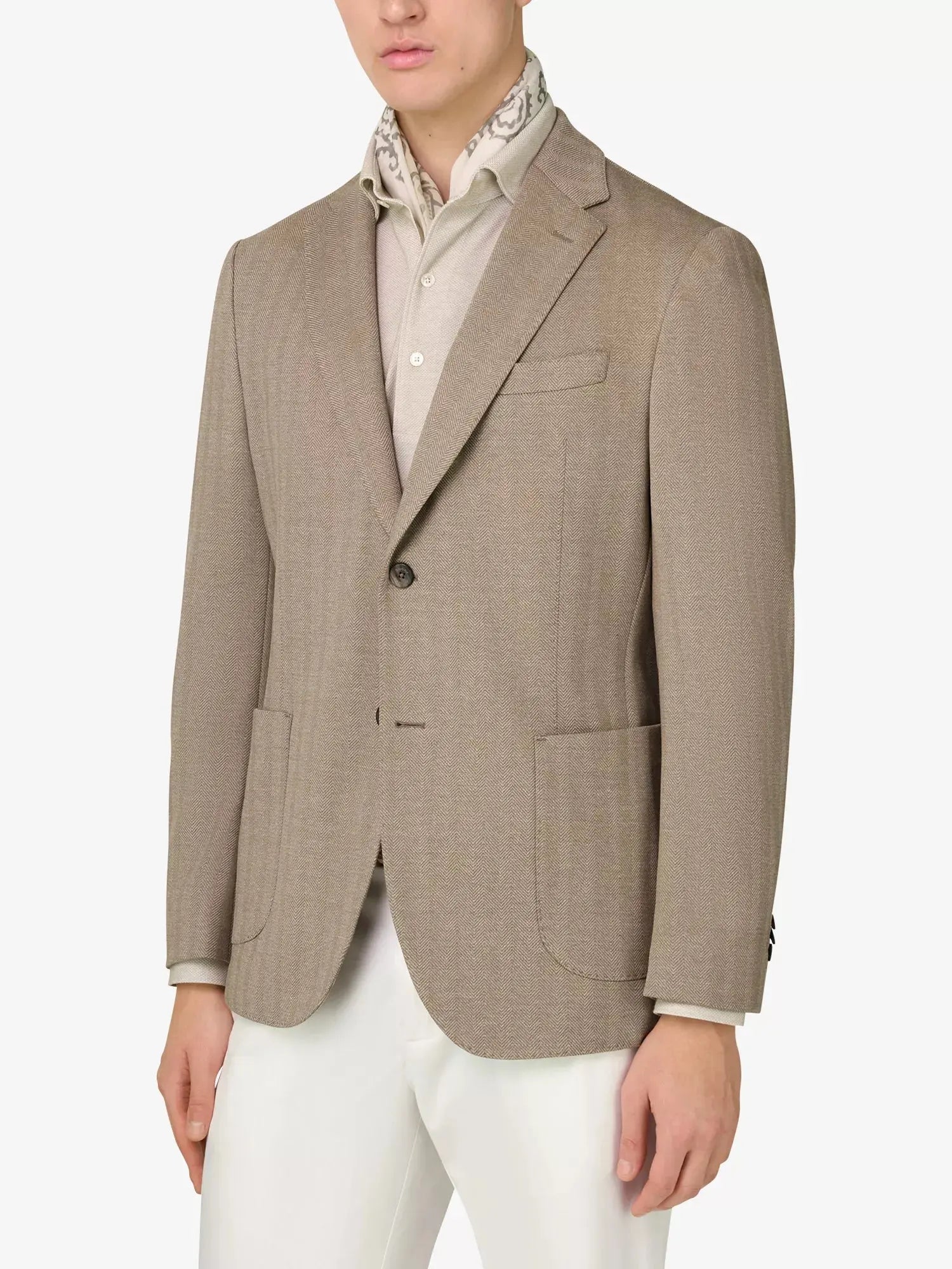 Boggi Milano Men's Single-Breasted Herringbone Cotton-Blend Blazer Boggi Milano
