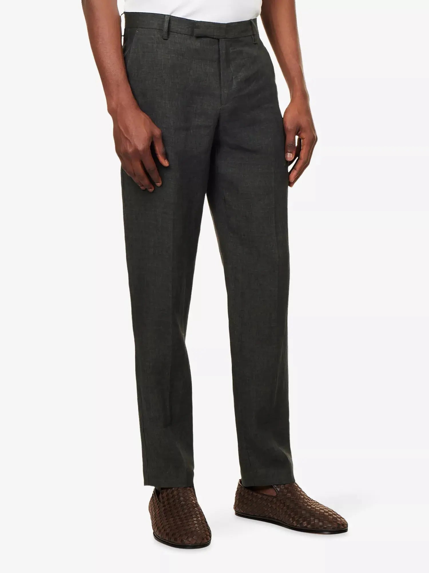 Sunspel Men's Tapered-Leg Tailored Linen Trousers Sunspel