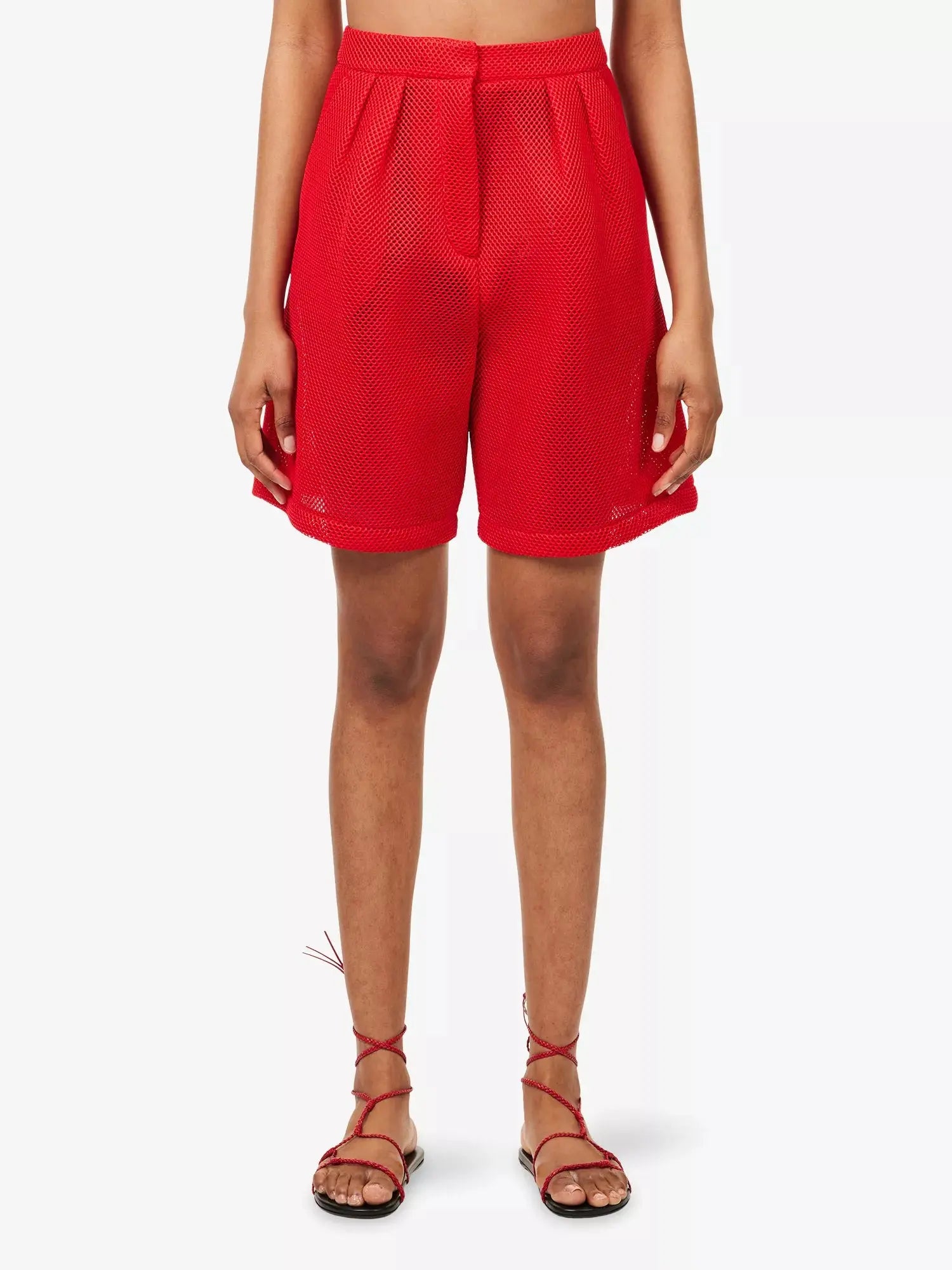 The Frankie Shop Women's Marfa Pleated Mesh Bermuda Shorts The Frankie Shop