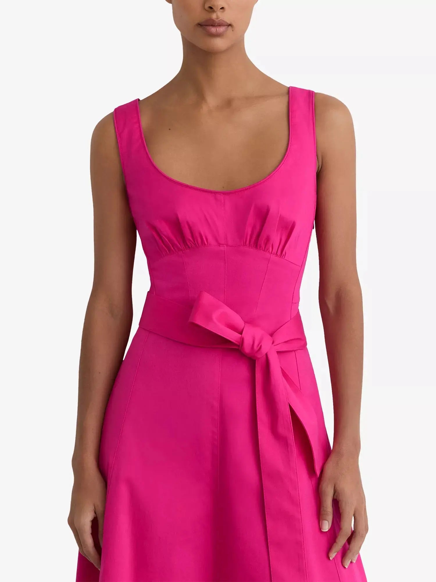 Reiss Women's Irina Belted-Waist Stretch-Cotton Midi Dress Reiss