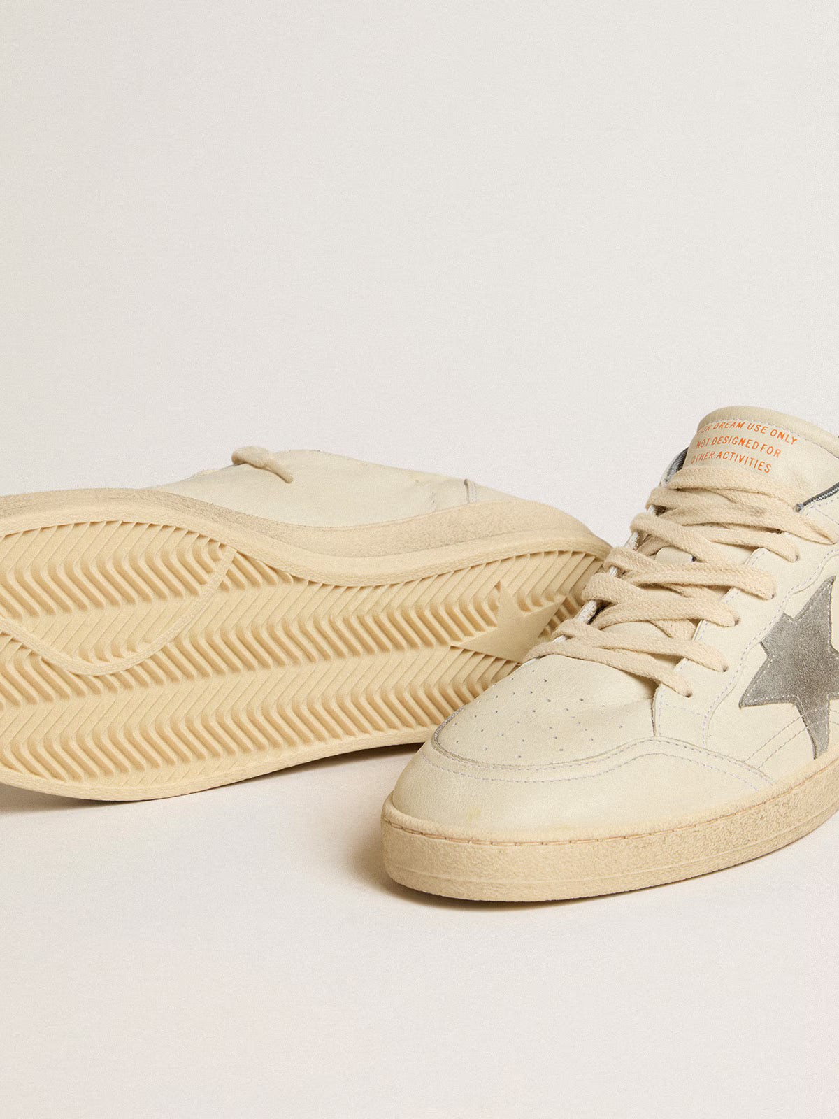 Golden Goose Men's Ball Star in nappa leather with gray suede star and heel tab Golden Goose