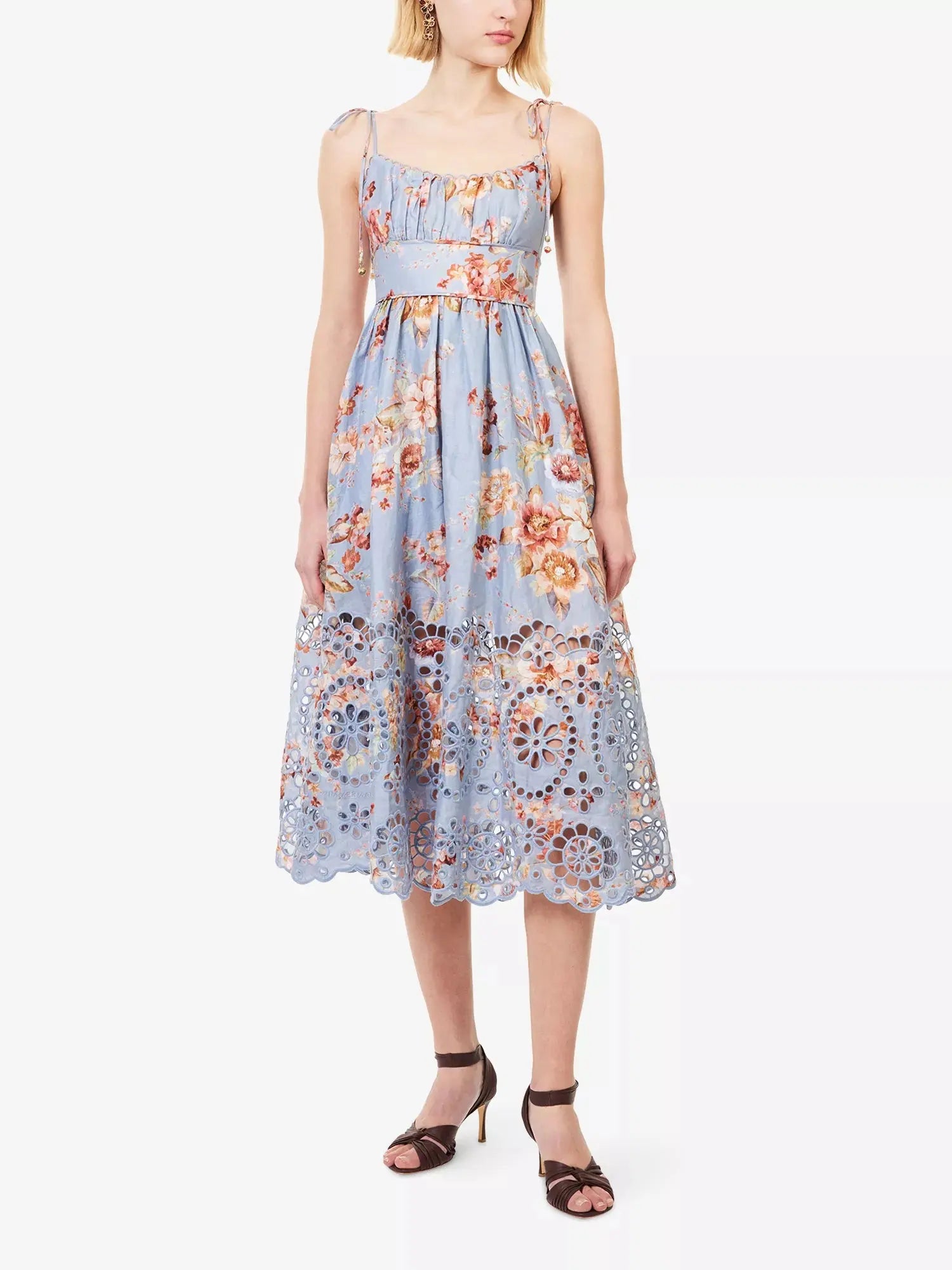 Zimmermann Women's Awaken Picnic Floral Linen Midi Dress Zimmermann