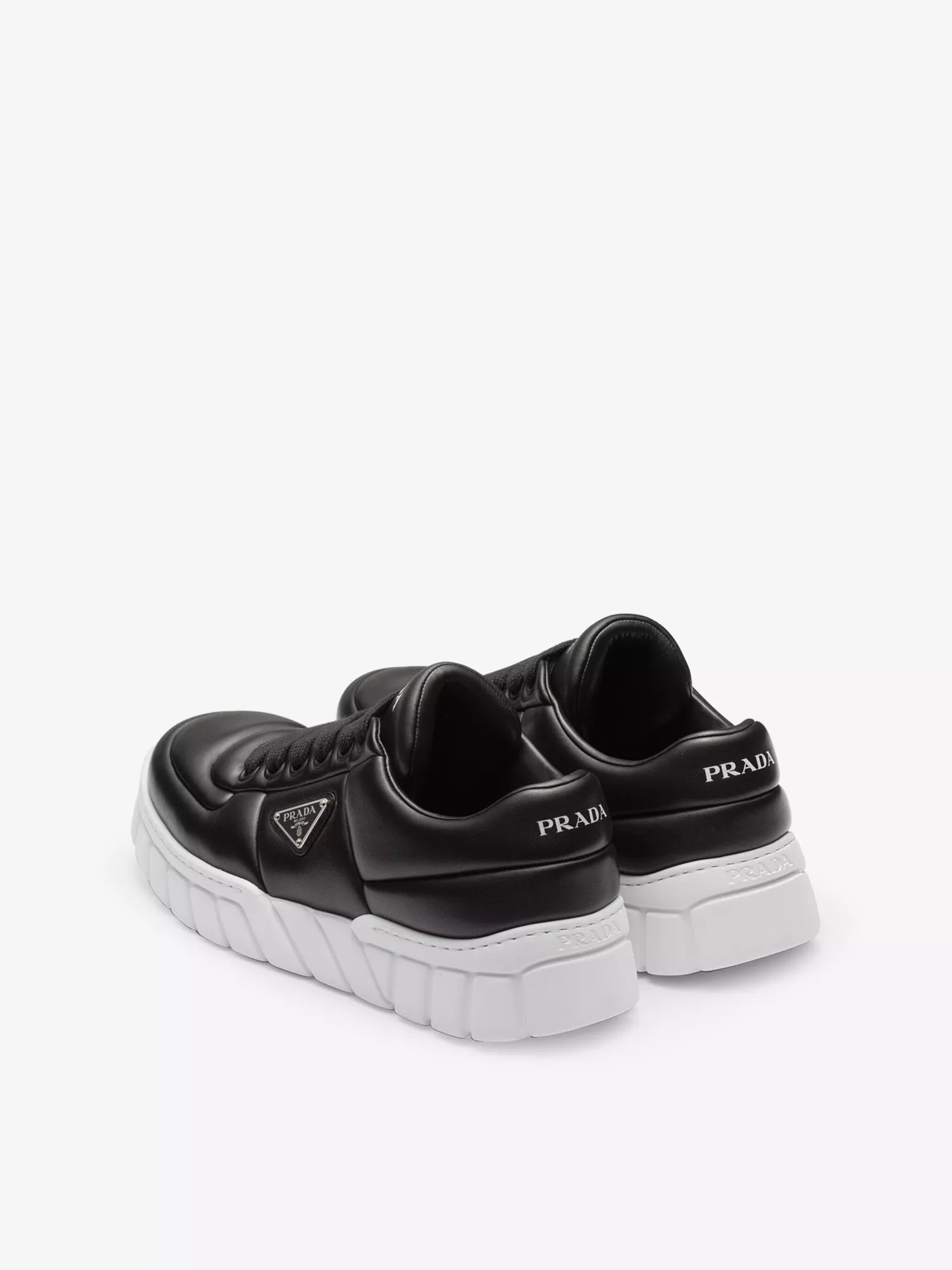 Prada Men's Logo-plaque padded leather low-top trainers Prada