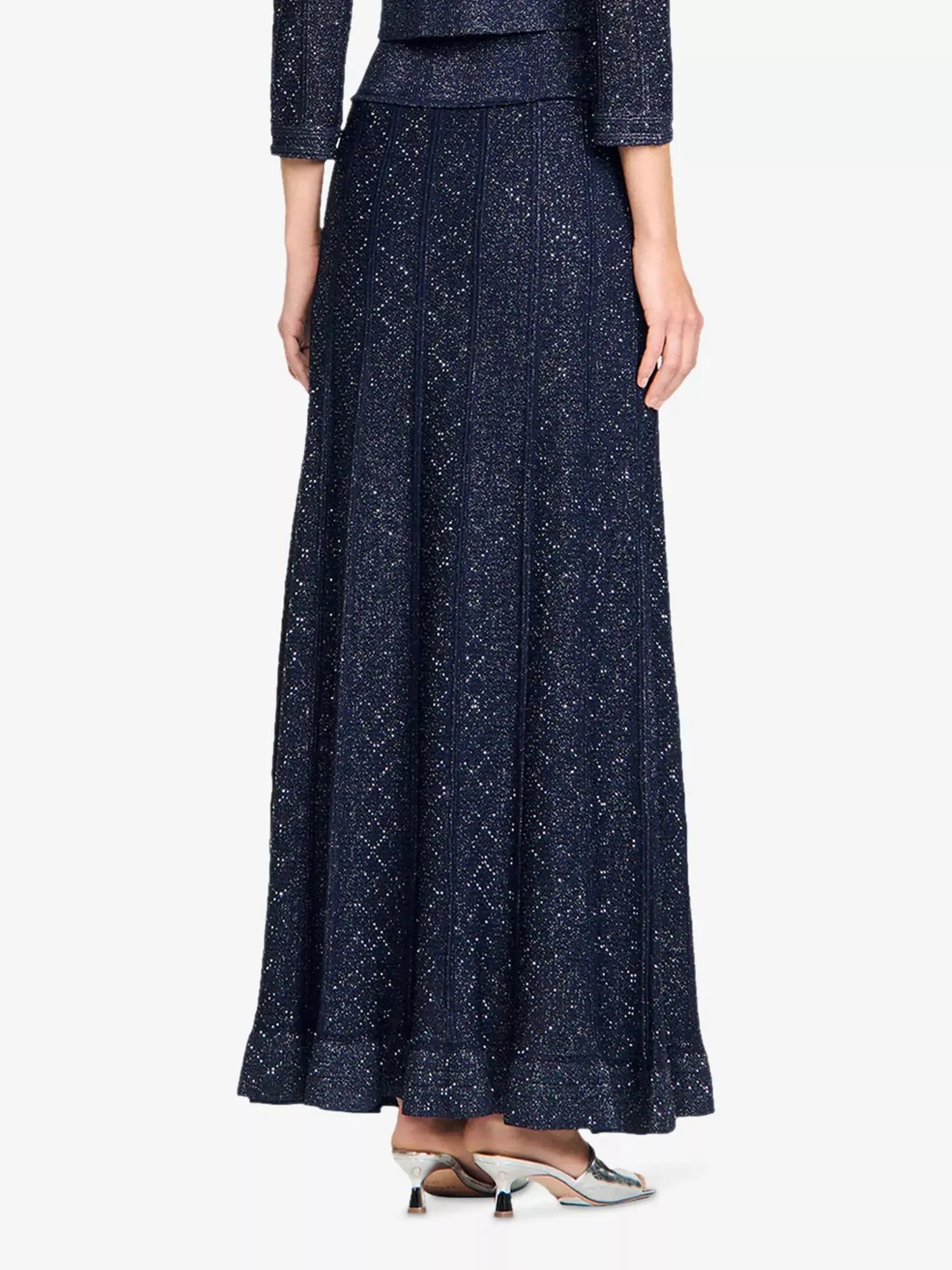 Sandro Women's Flared Rhinestone-Knit Maxi Skirt Sandro