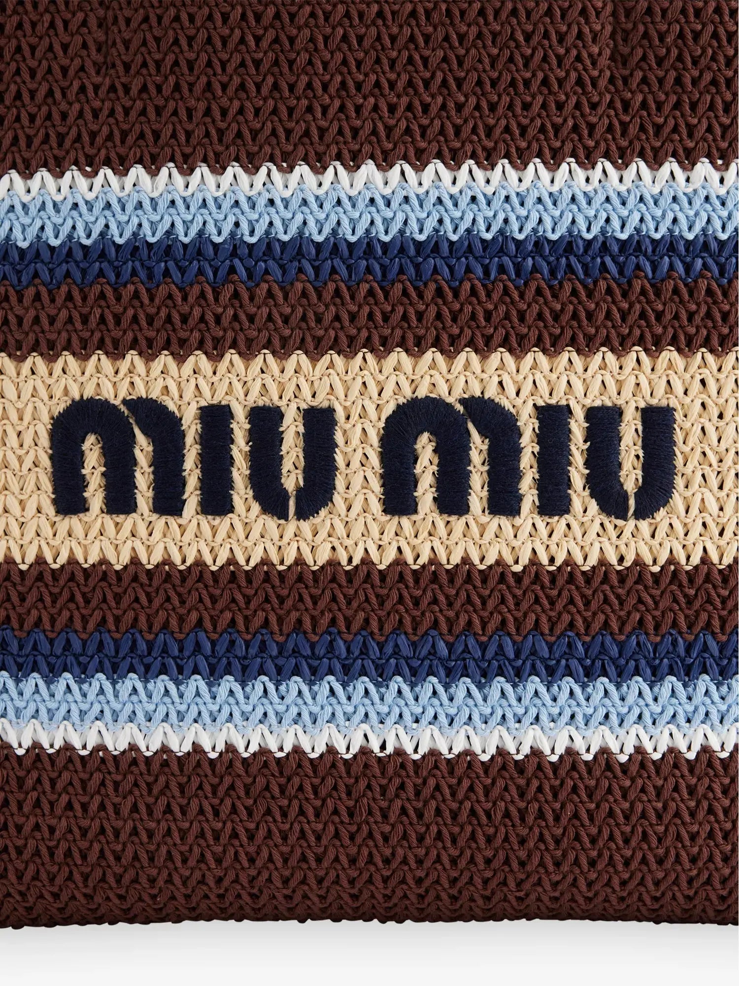 Miu Miu Women's Striped Embroidered-Logo Woven Tote Bag Miu Miu