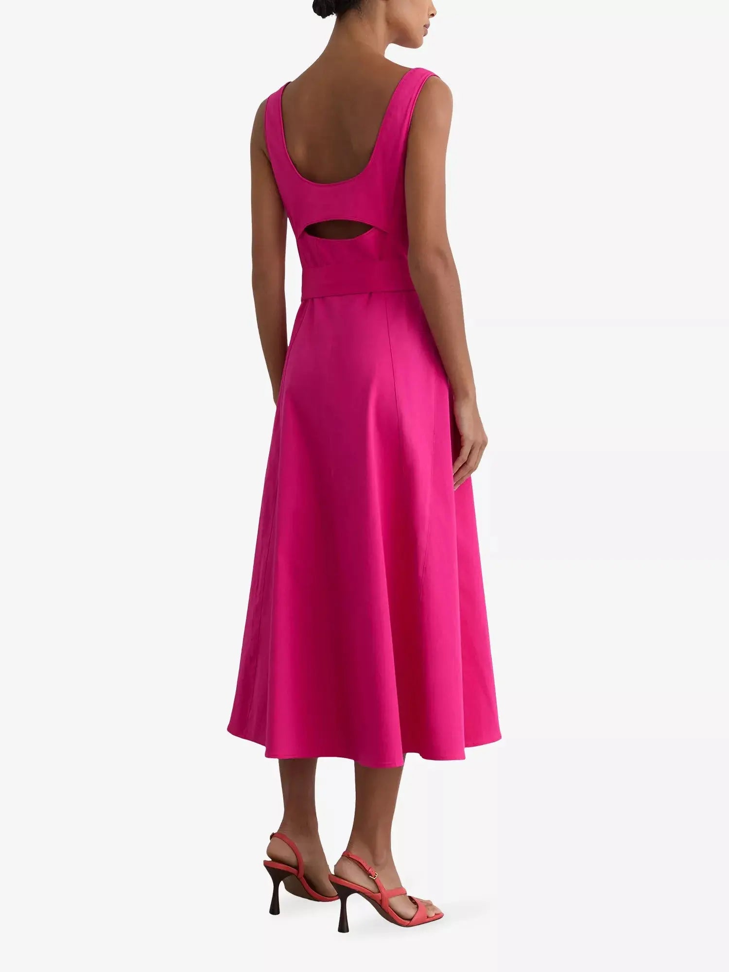 Reiss Women's Irina Belted-Waist Stretch-Cotton Midi Dress Reiss