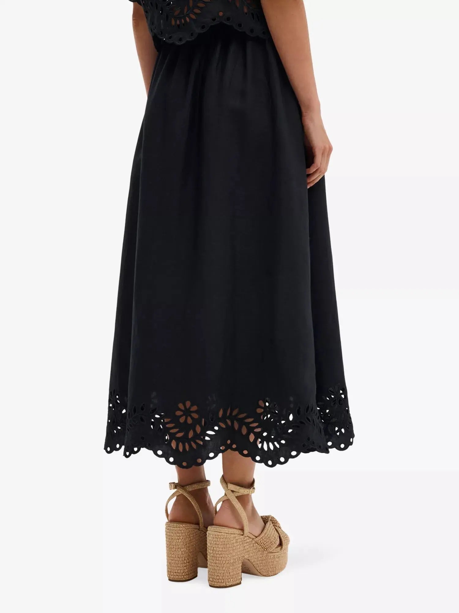 Malina Women's Chara Broderie-Anglais Linen-Blend Maxi Skirt Malina