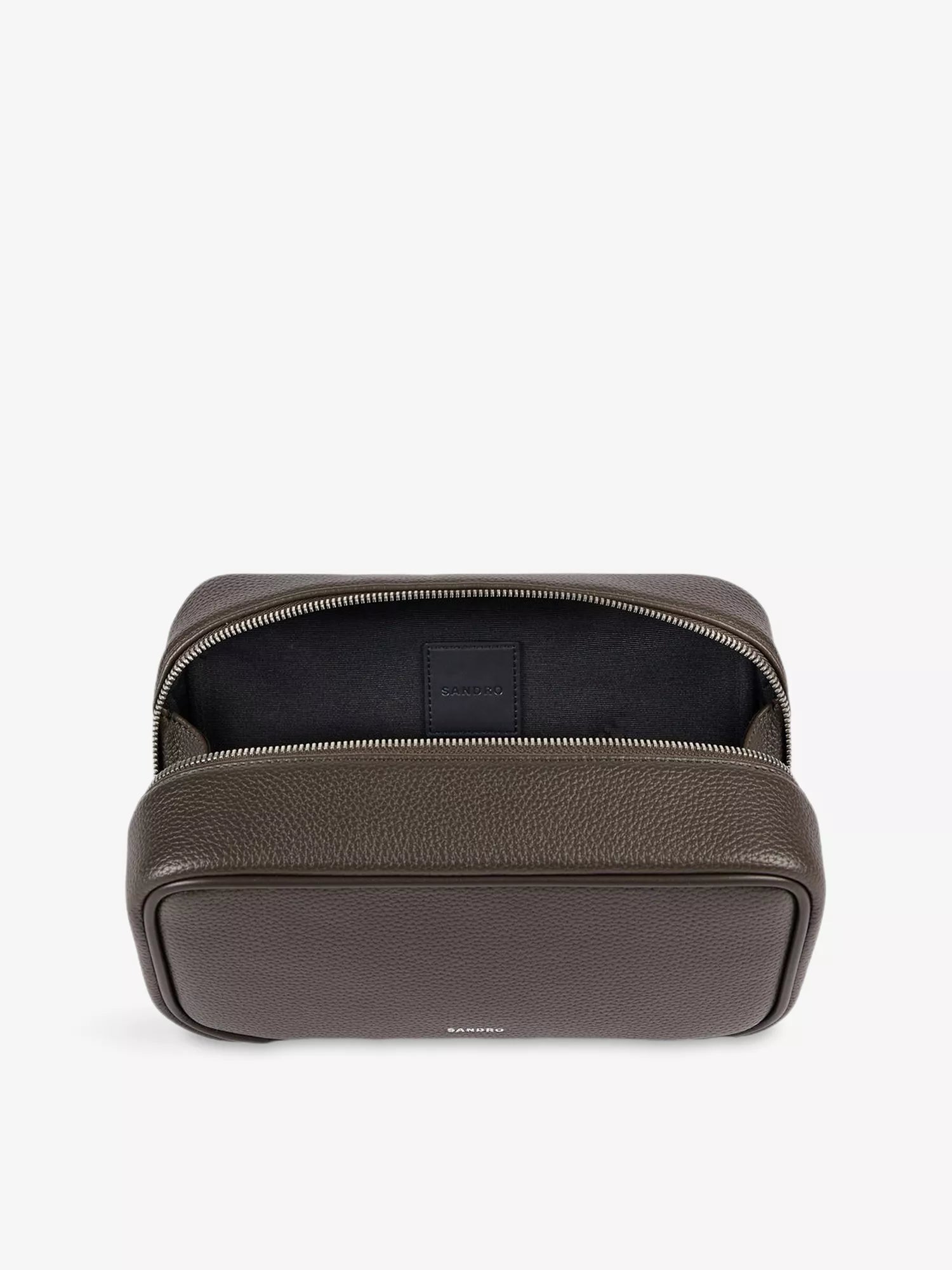 Sandro Men's Top handle grained faux-leather wash bag Sandro