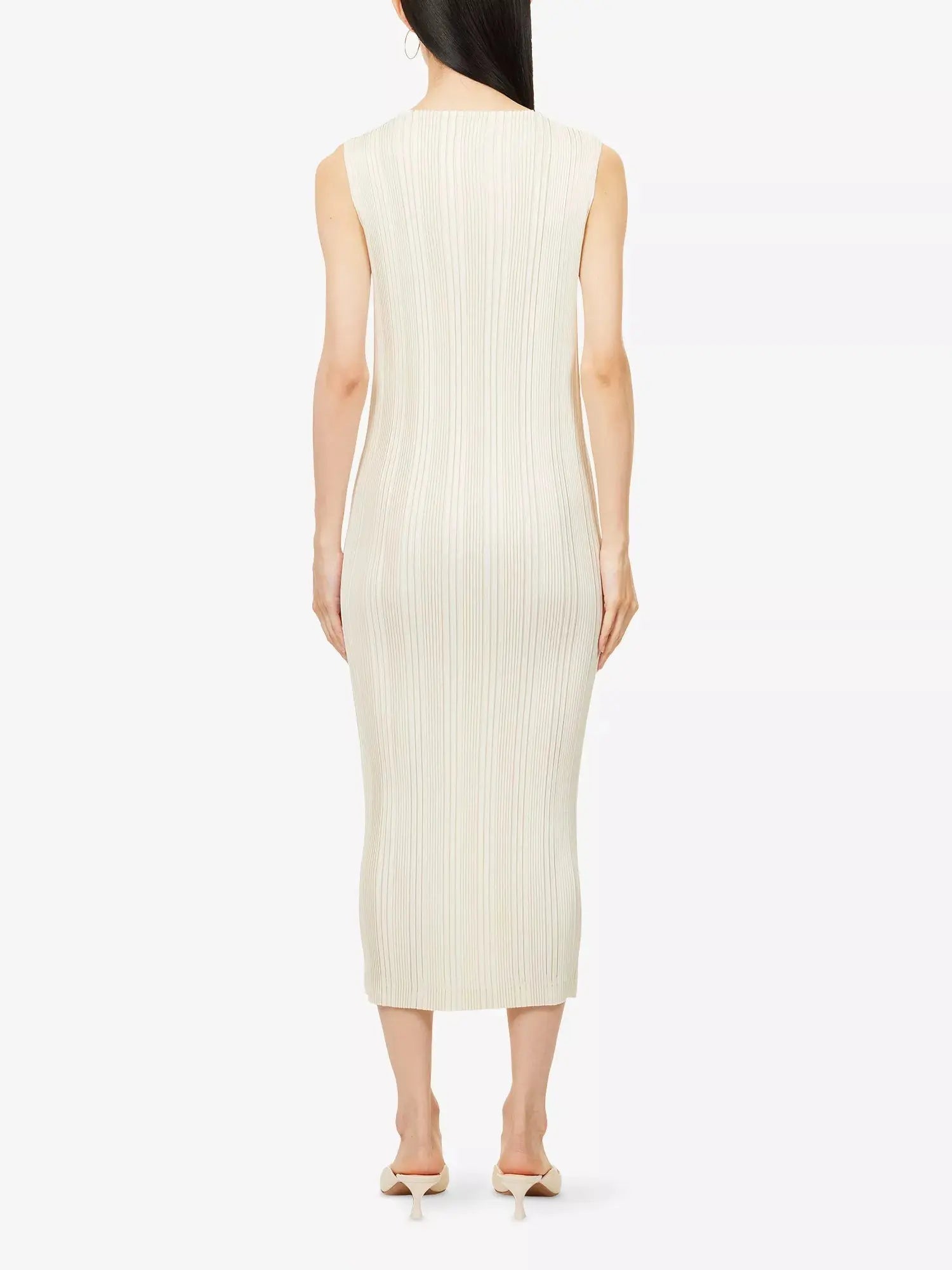 Issey Miyake Women's Sleeveless Pleats Knitted Midi Dress Issey Miyake