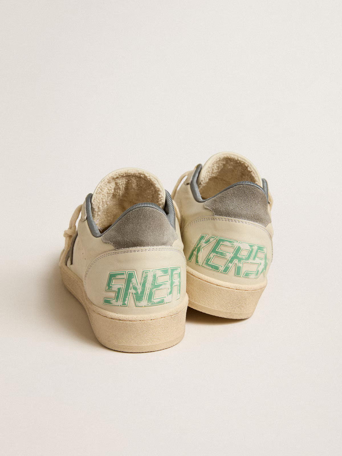 Golden Goose Men's Ball Star in nappa leather with gray suede star and heel tab Golden Goose