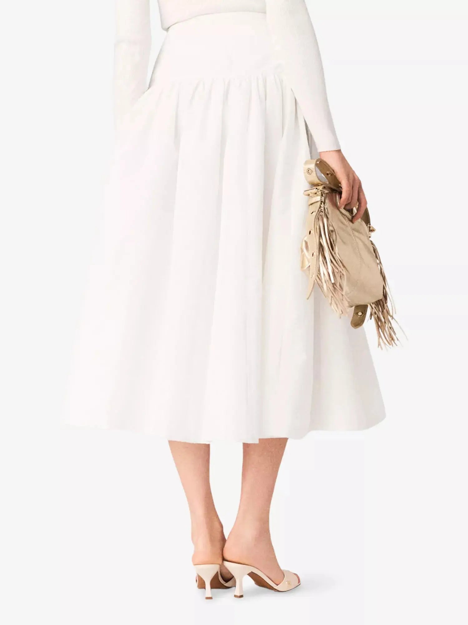 Maje Women's Flared High-Rise Taffeta Midi Skirt Maje
