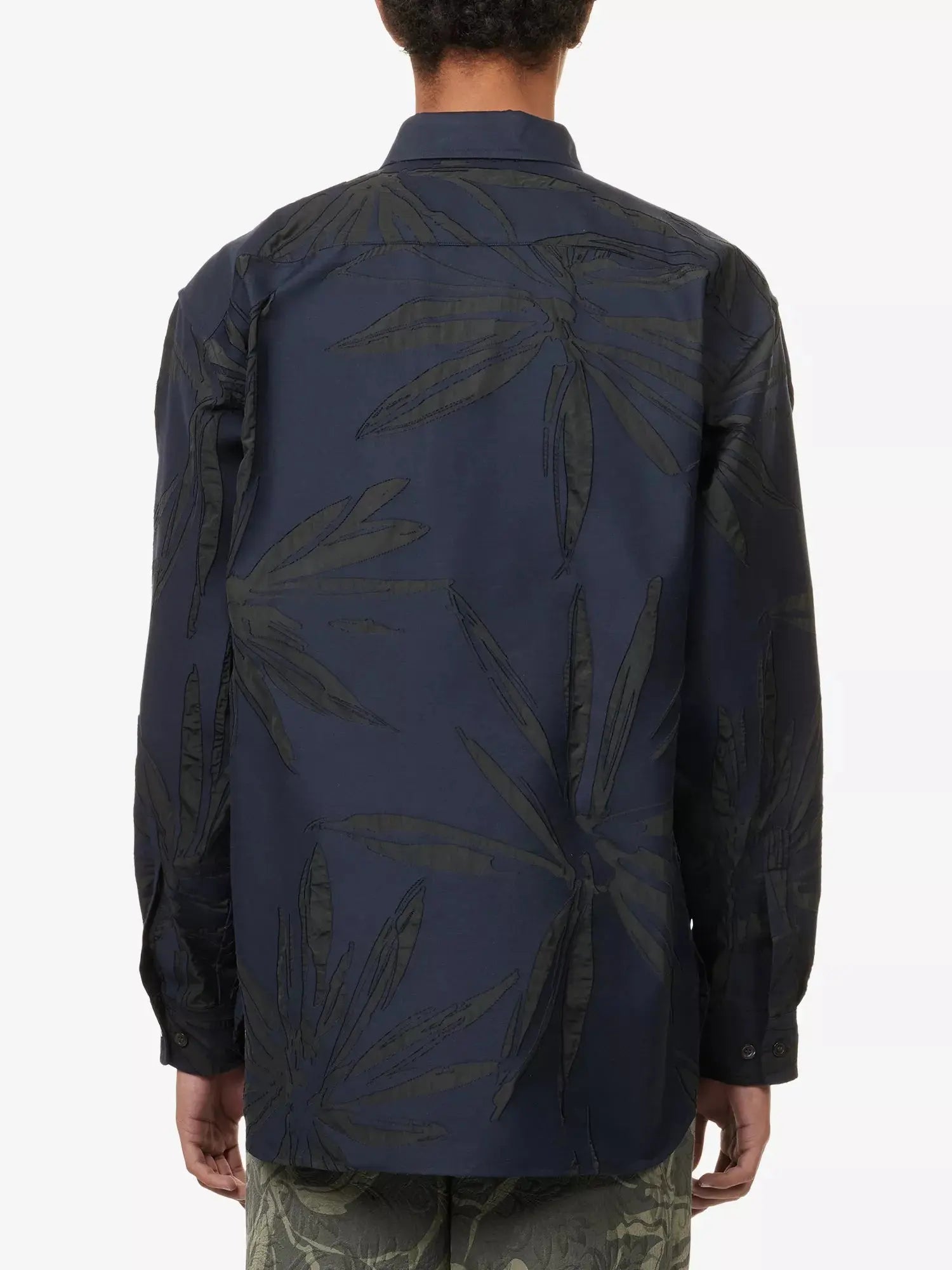Dries Van Noten Men's Classic-Collar Textured-Pattern Cotton-Blend Shirt Dries Van Noten