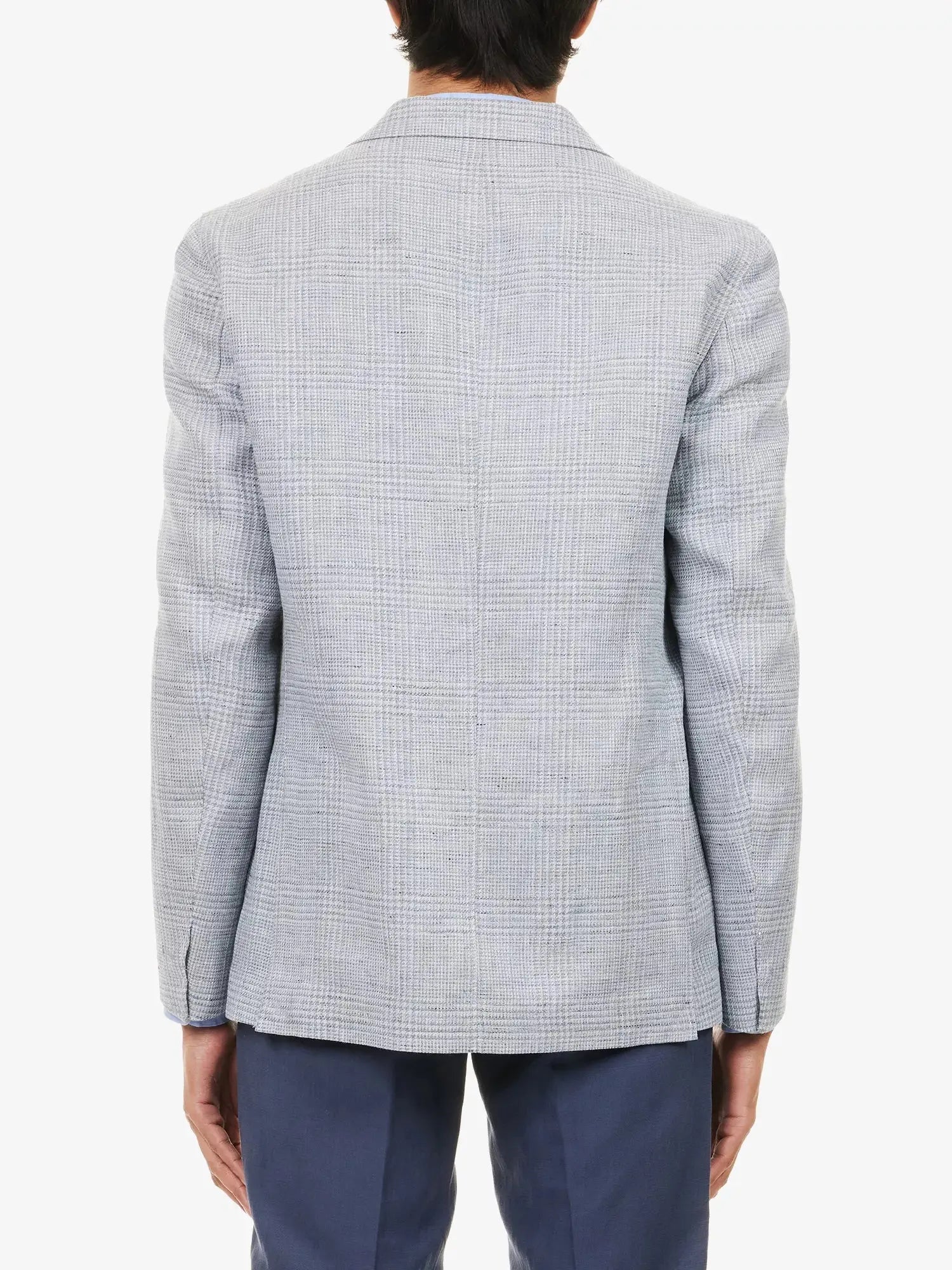 Eleventy Men's Single-Breasted Checked Linen and Wool-Blend Jacket Eleventy
