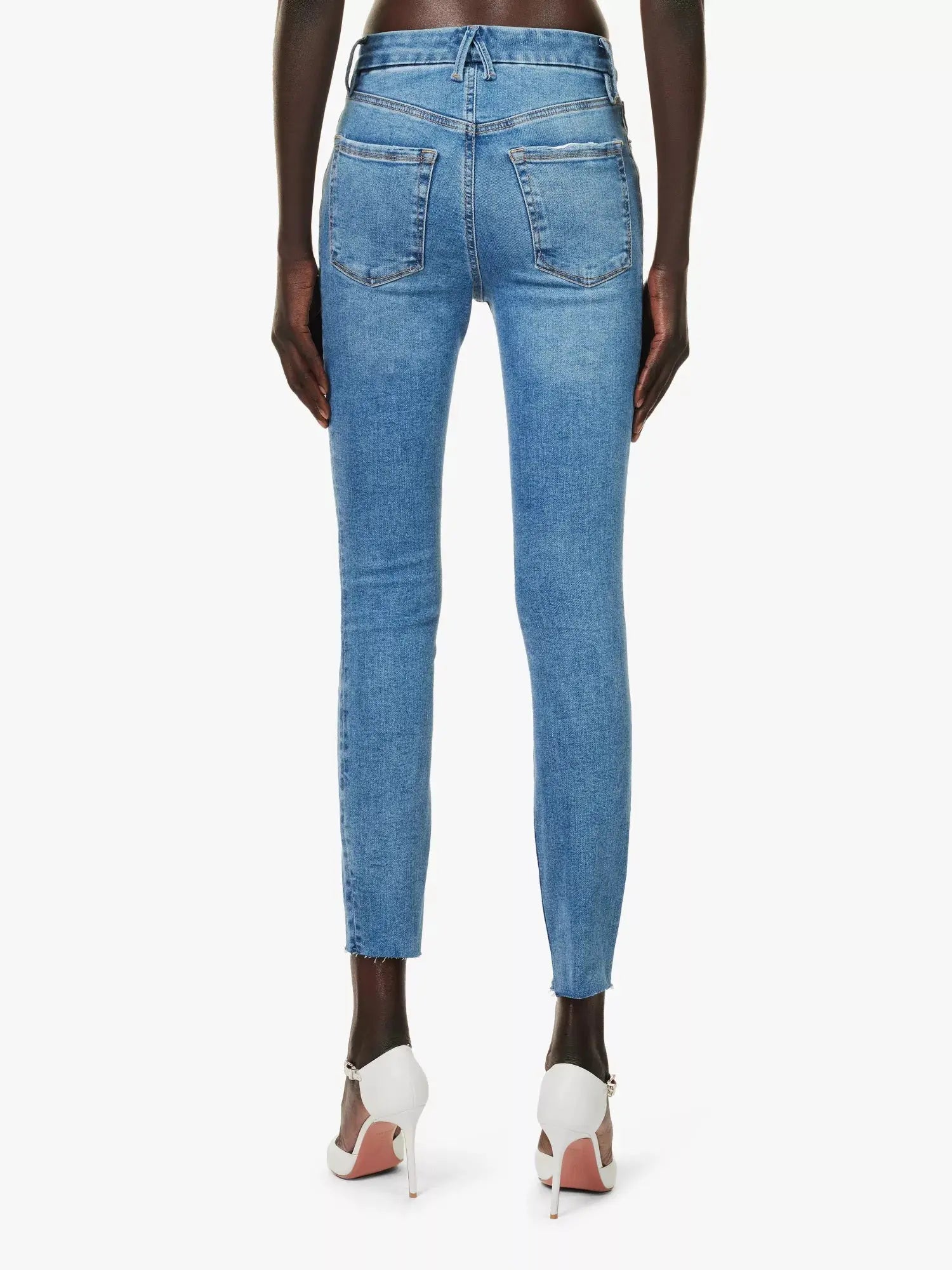 Good American Women's Af Good Waist five pockets skinny mid-rise stretch cotton-blend denim jeans Good American