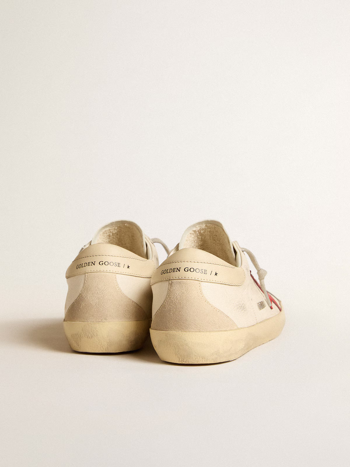 Golden Goose Men's Super-Star in nappa with red star and cream leather heel tab Golden Goose