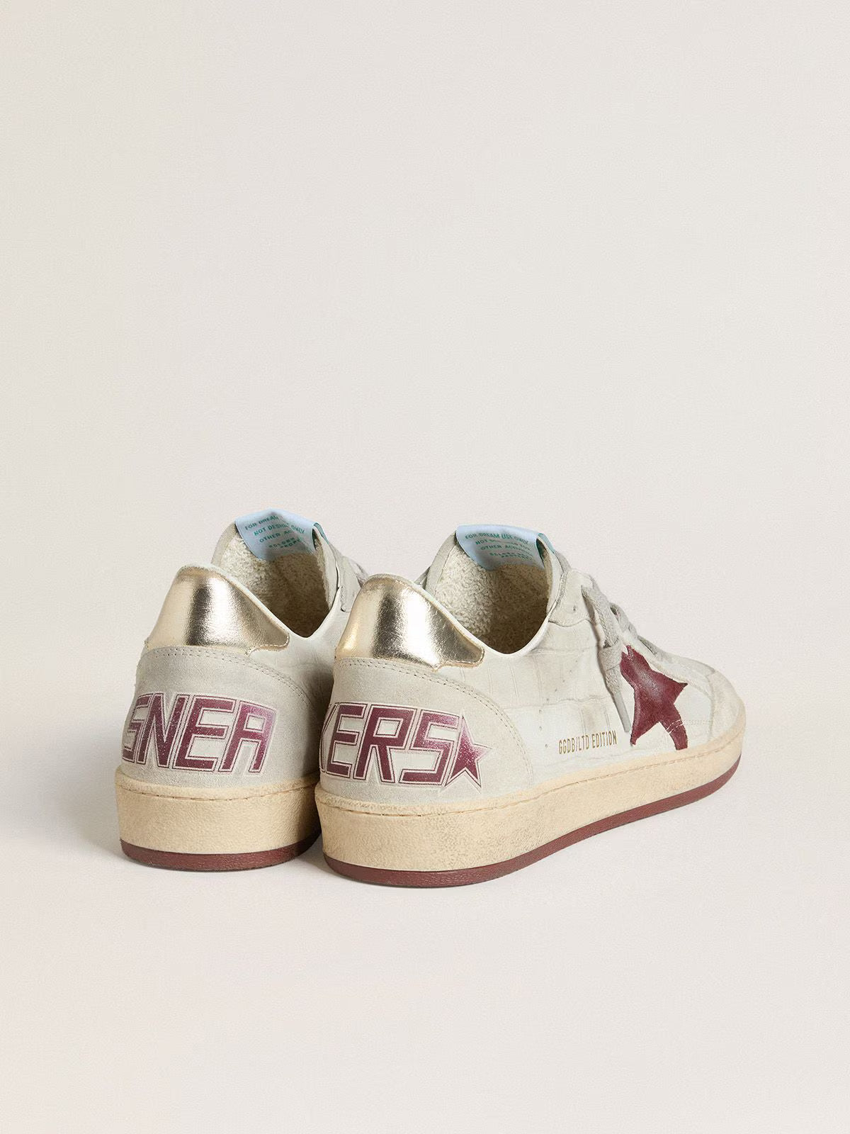 Golden Goose Men's Ball Star in crocodile-print nubuck with burgundy suede star Golden Goose