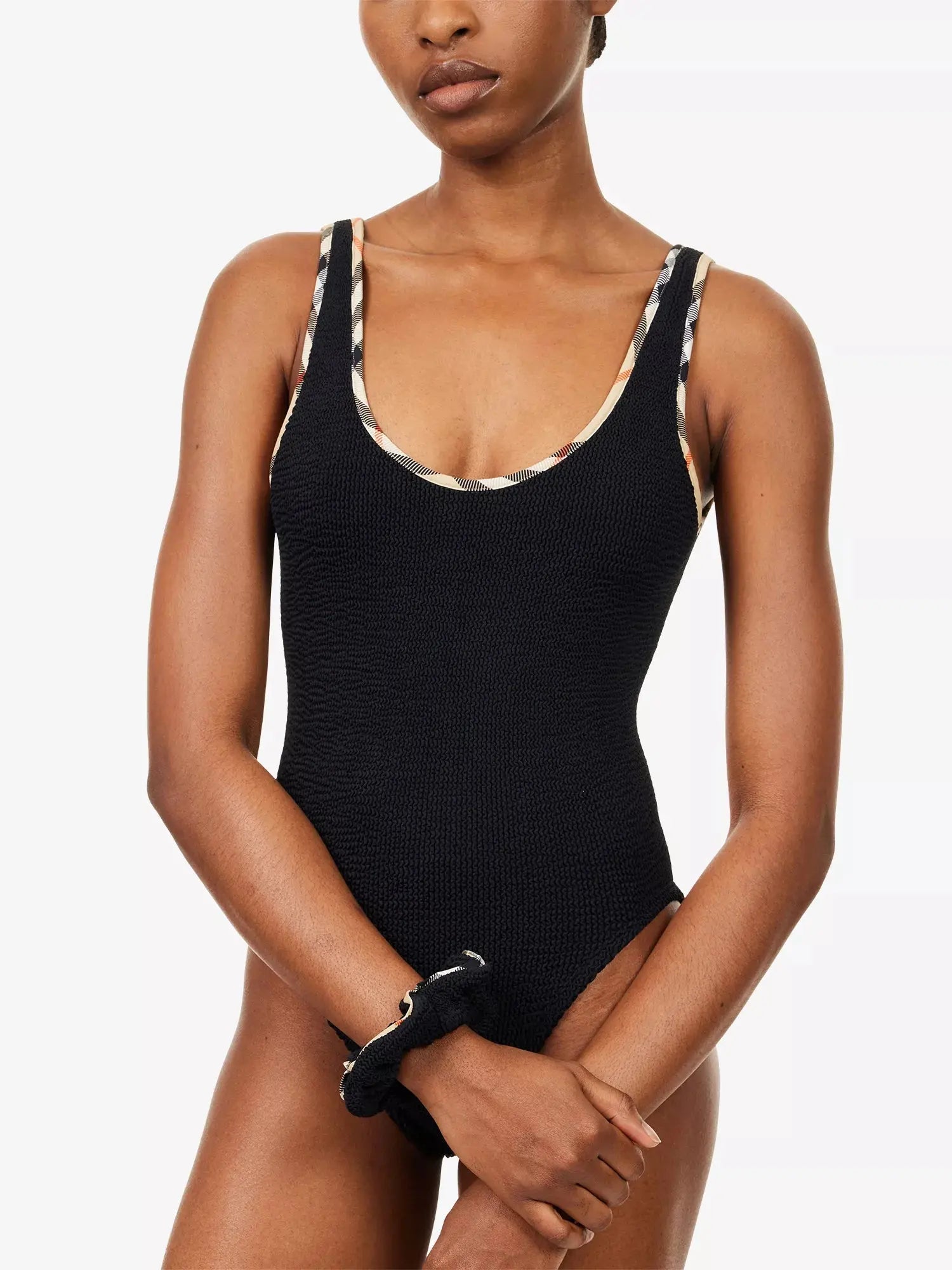 Hunza G Women's Burberry x Hunza G Faye Check-Trim Swimsuit and Scrunchie Set Hunza G
