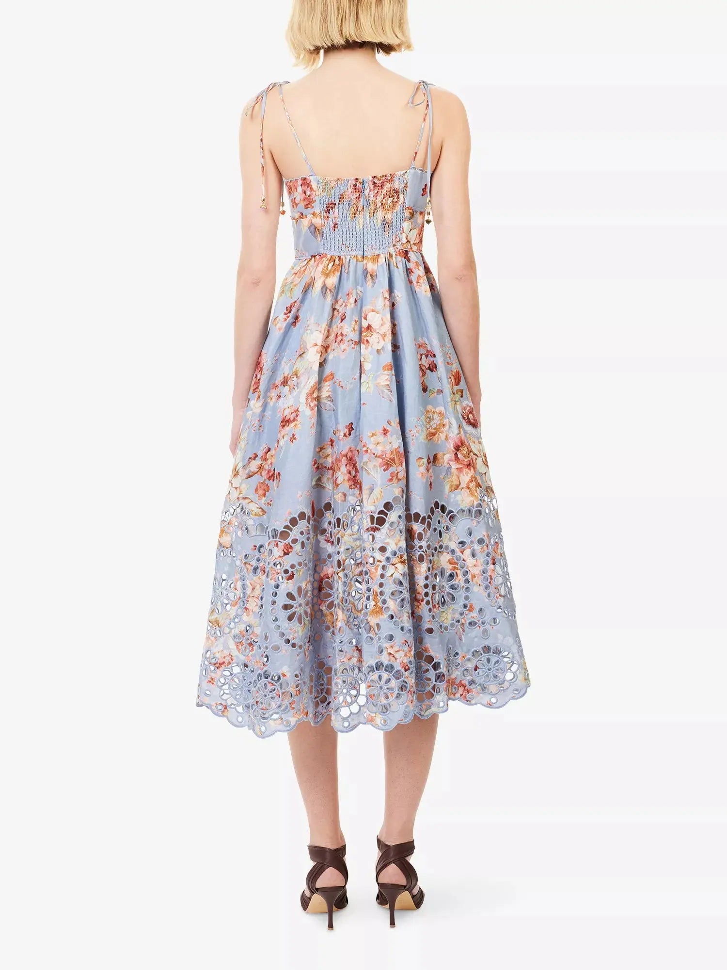 Zimmermann Women's Awaken Picnic Floral Linen Midi Dress Zimmermann