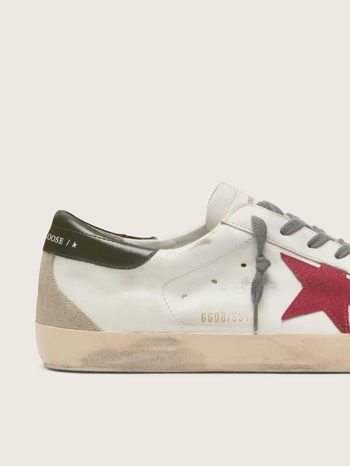 Golden Goose Men's Super-Star with red suede star and green leather heel tab Golden Goose
