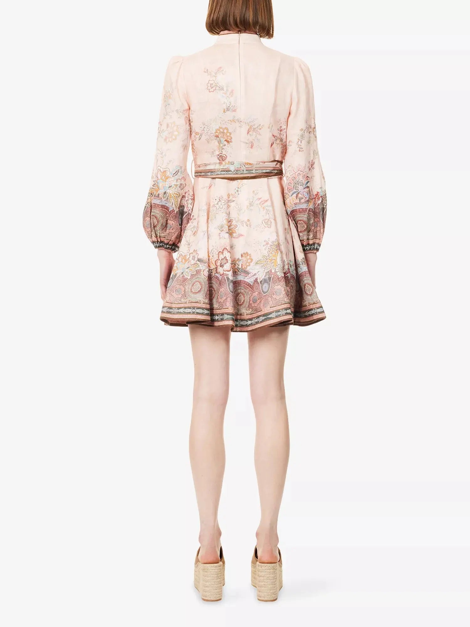 Zimmermann Women's Alchemy Belted Floral-Print Linen Mini Dress Zimmermann