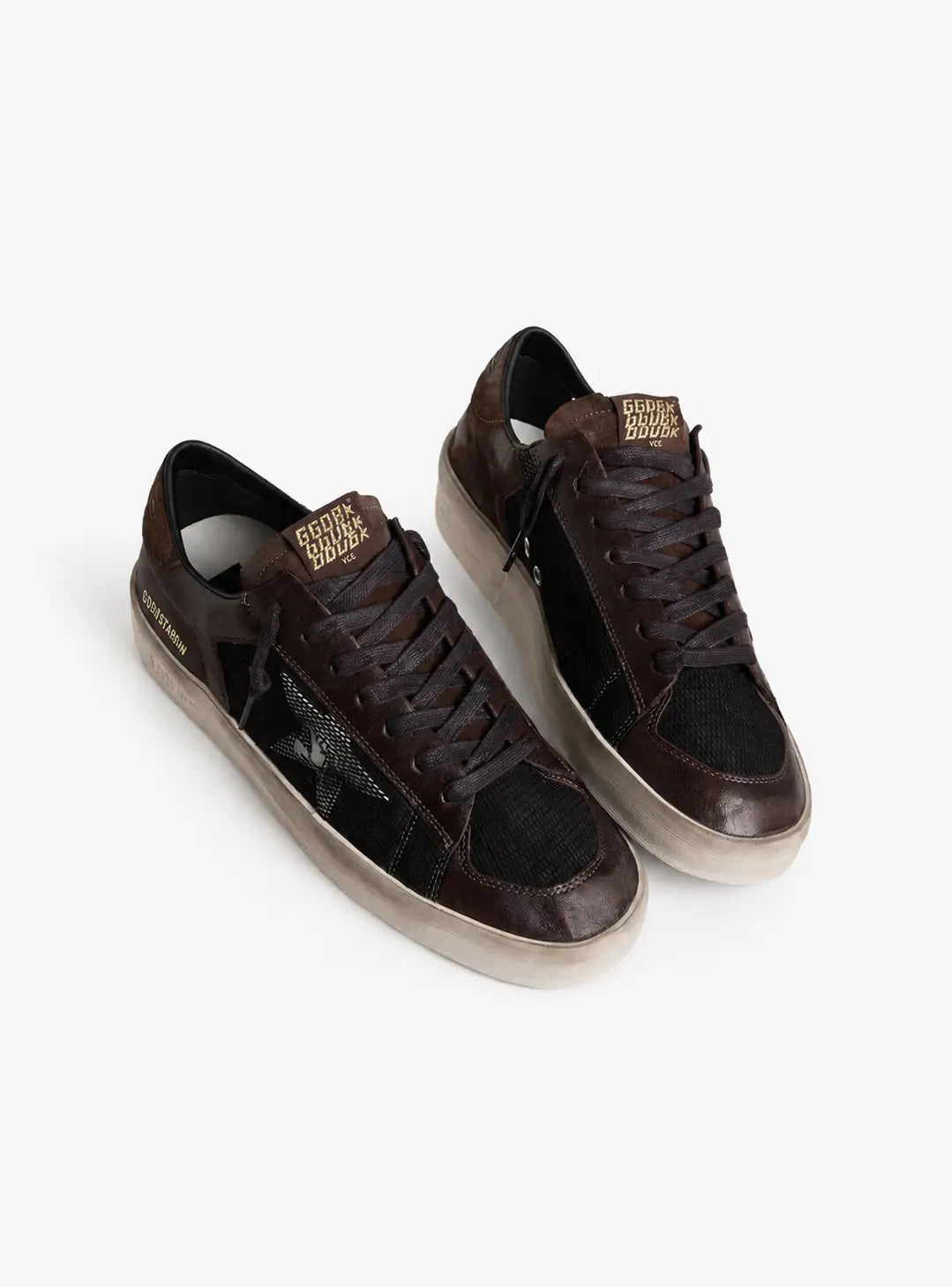 Golden Goose Men's Stardan in brown suede and black mesh Golden Goose