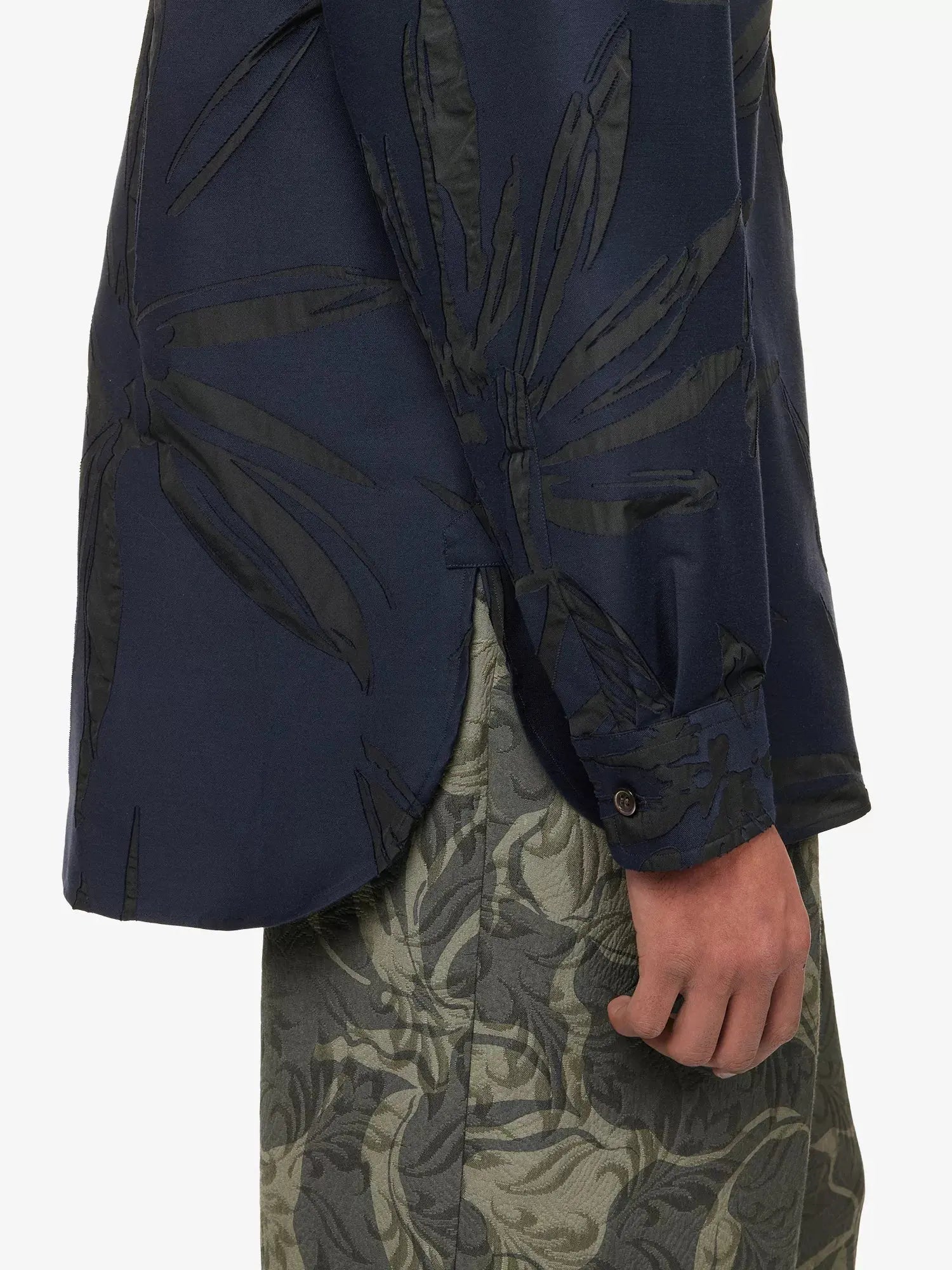 Dries Van Noten Men's Classic-Collar Textured-Pattern Cotton-Blend Shirt Dries Van Noten