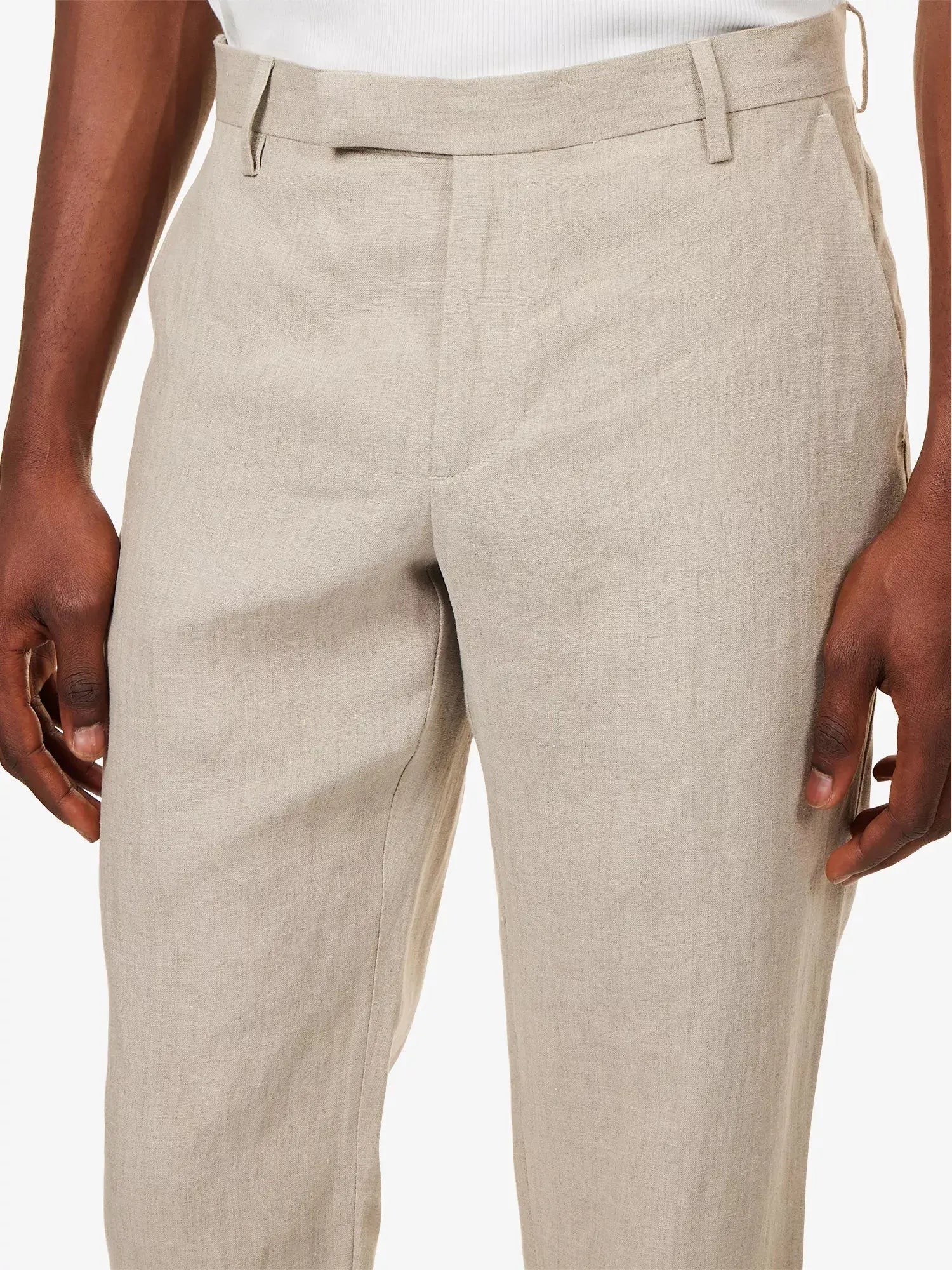 Sunspel Men's Tapered-Leg Tailored Linen Trousers Sunspel