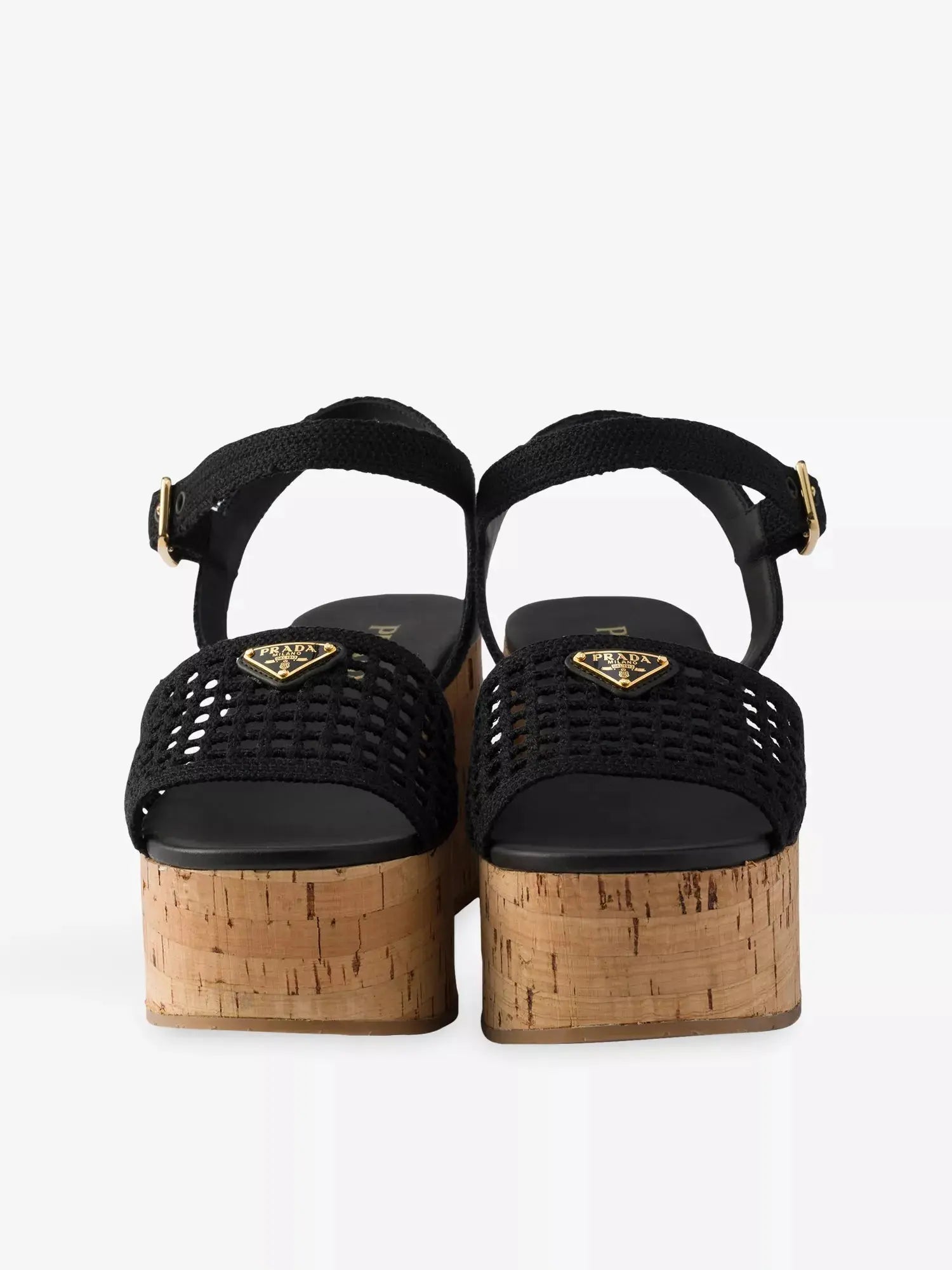 Prada Women's Crochet Wedge Woven Platform Sandals Prada