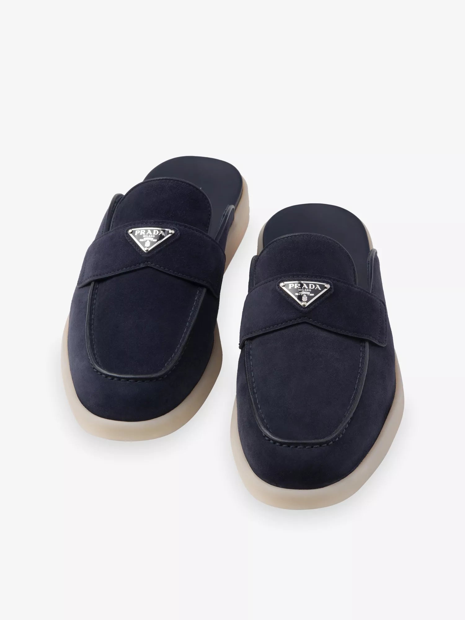 Prada Men's Triangle-Logo Suede Mules Prada